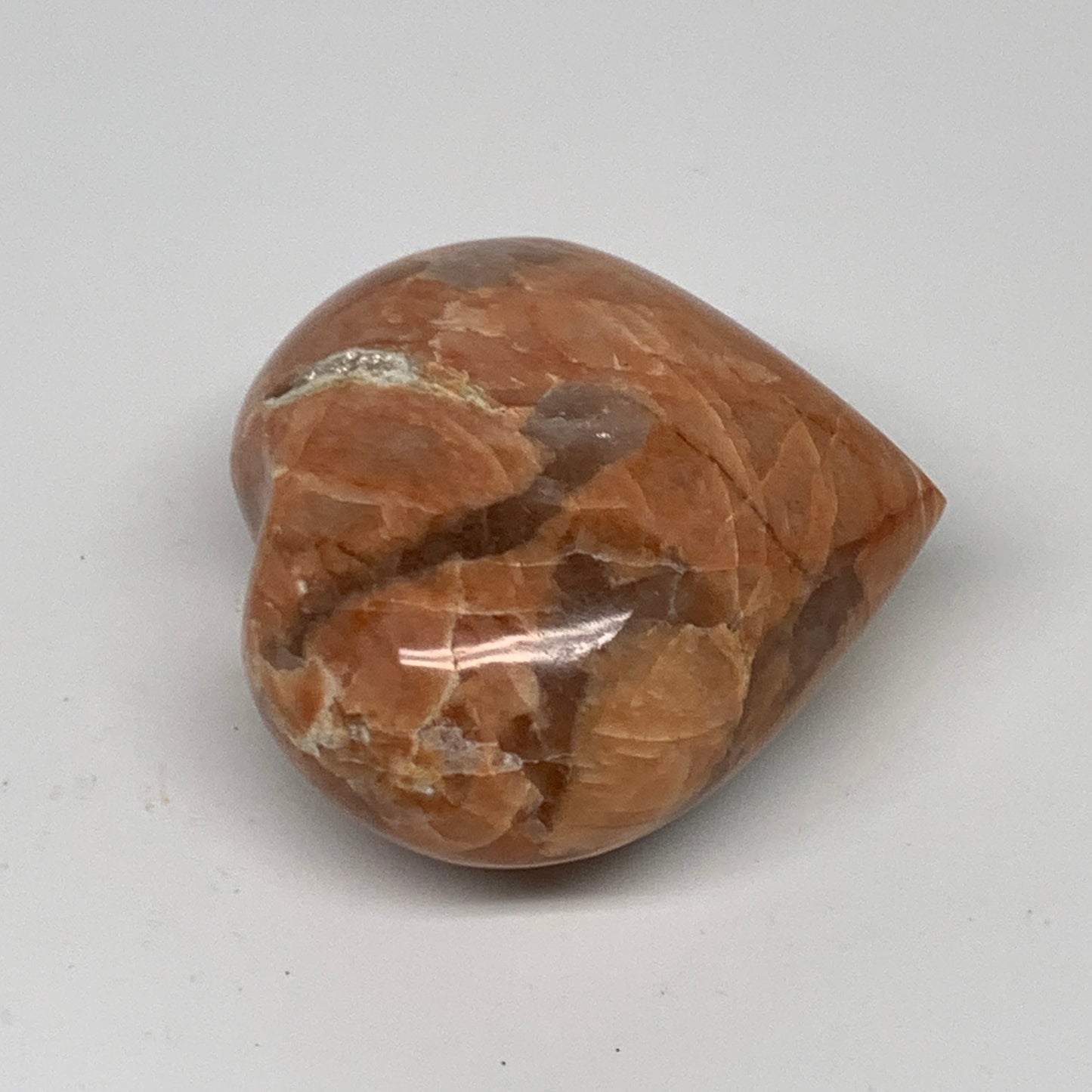 78.7g, 1.9"x2"x1.1", Peach Moonstone Heart Crystal Polished, B34989