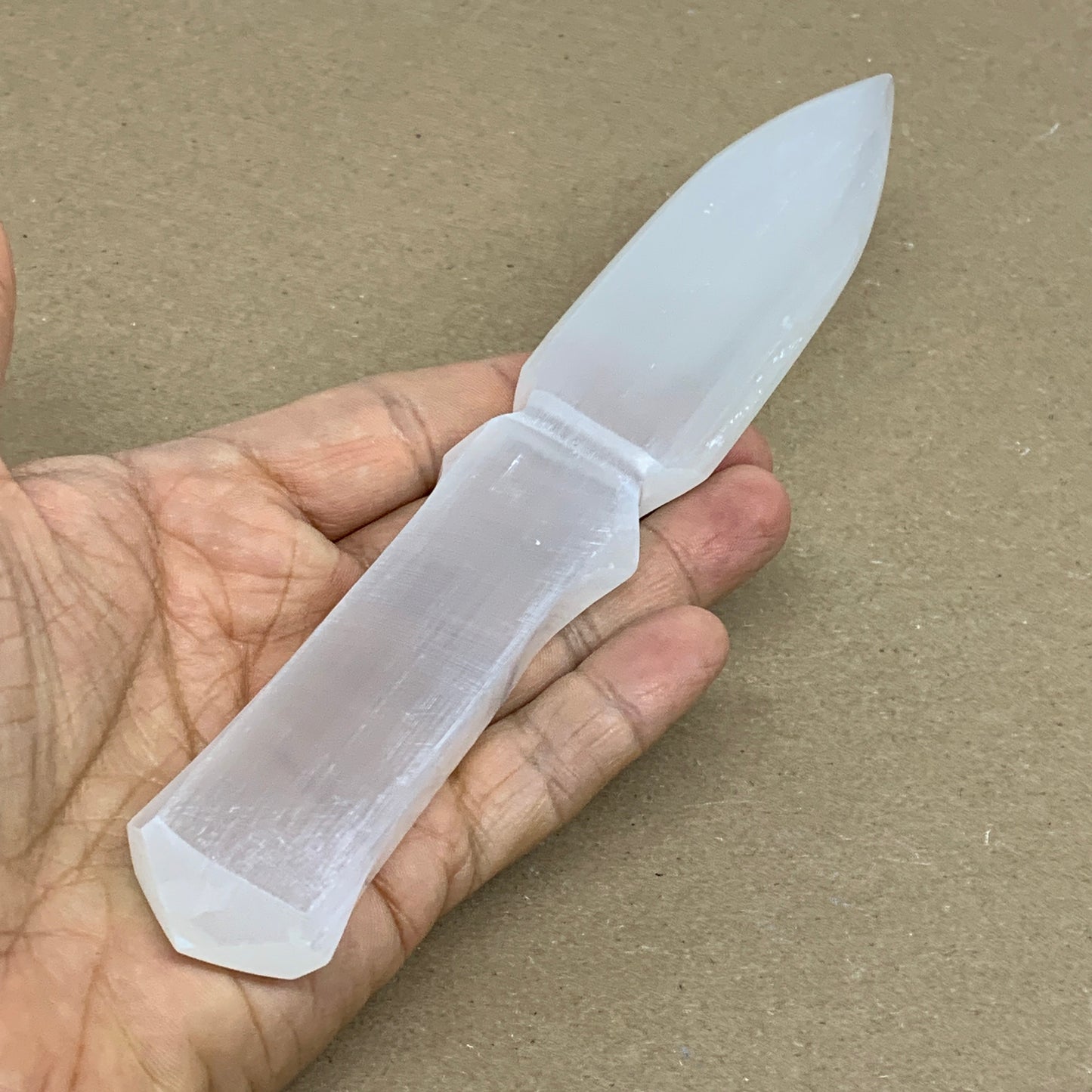 130g, 7.5"x1.2"x0.6", Natural Selenite Crystal Dagger (Satin Spar), B36324