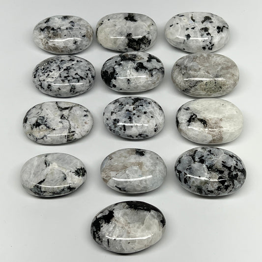 2.2 lb, 1.9"-2.4", 13 pcs, Rainbow Moonstone Palm-Stone Polished Crystal,B21351