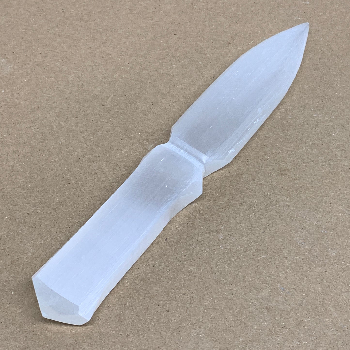 130g, 7.5"x1.2"x0.6", Natural Selenite Crystal Dagger (Satin Spar), B36324