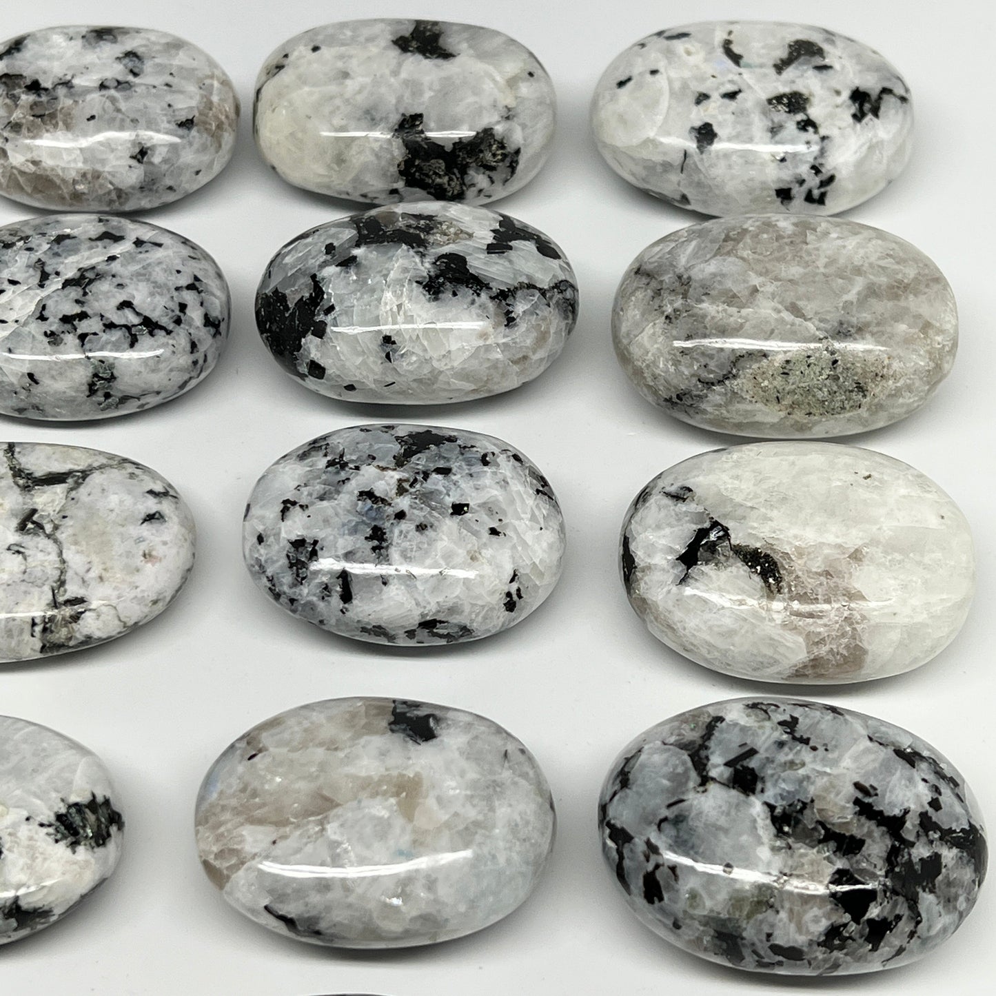2.2 lb, 1.9"-2.4", 13 pcs, Rainbow Moonstone Palm-Stone Polished Crystal,B21351