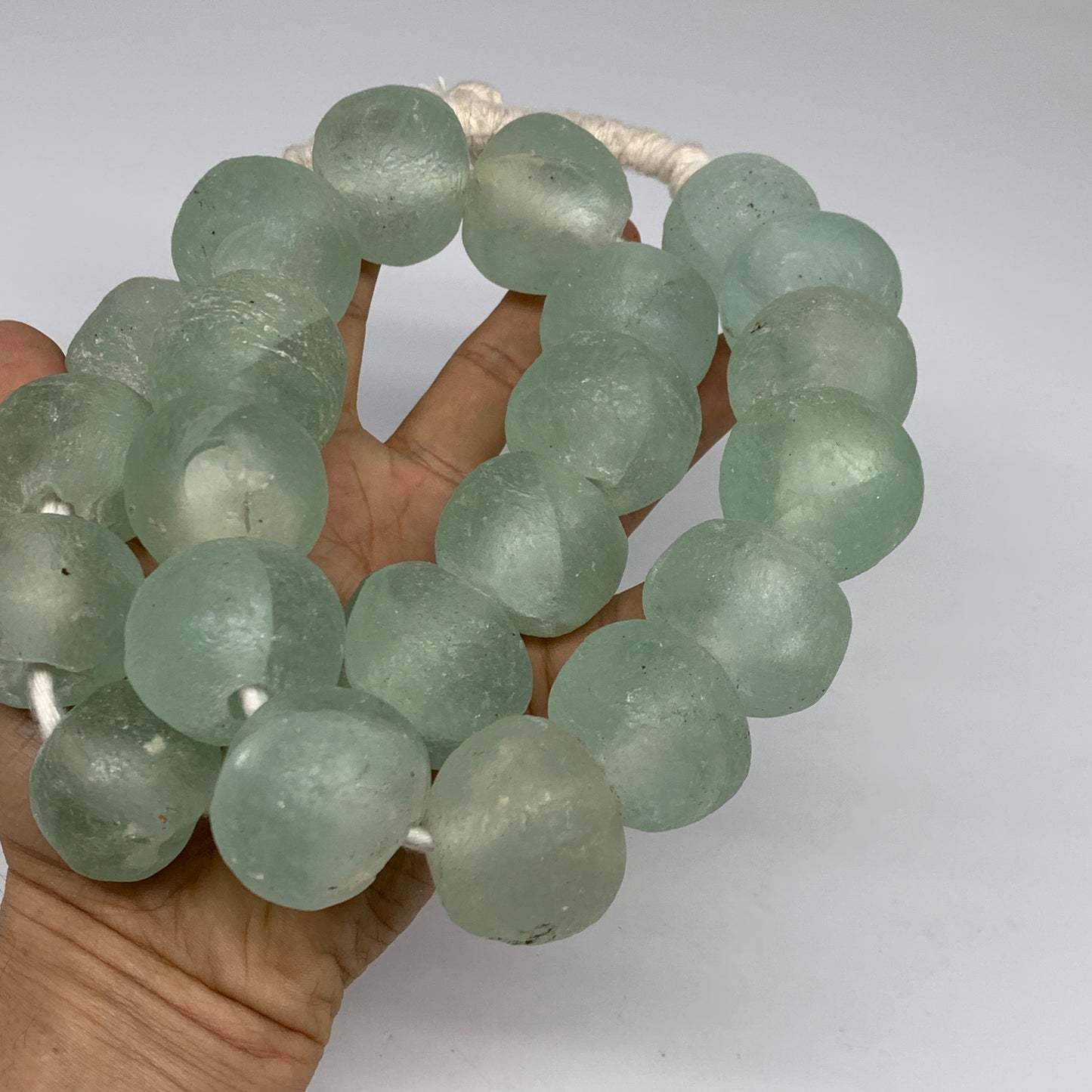 2.1 lbs, 25mm-30mm, 1 Strand, 23 beads, Blue Sea Glass Beads, B35694