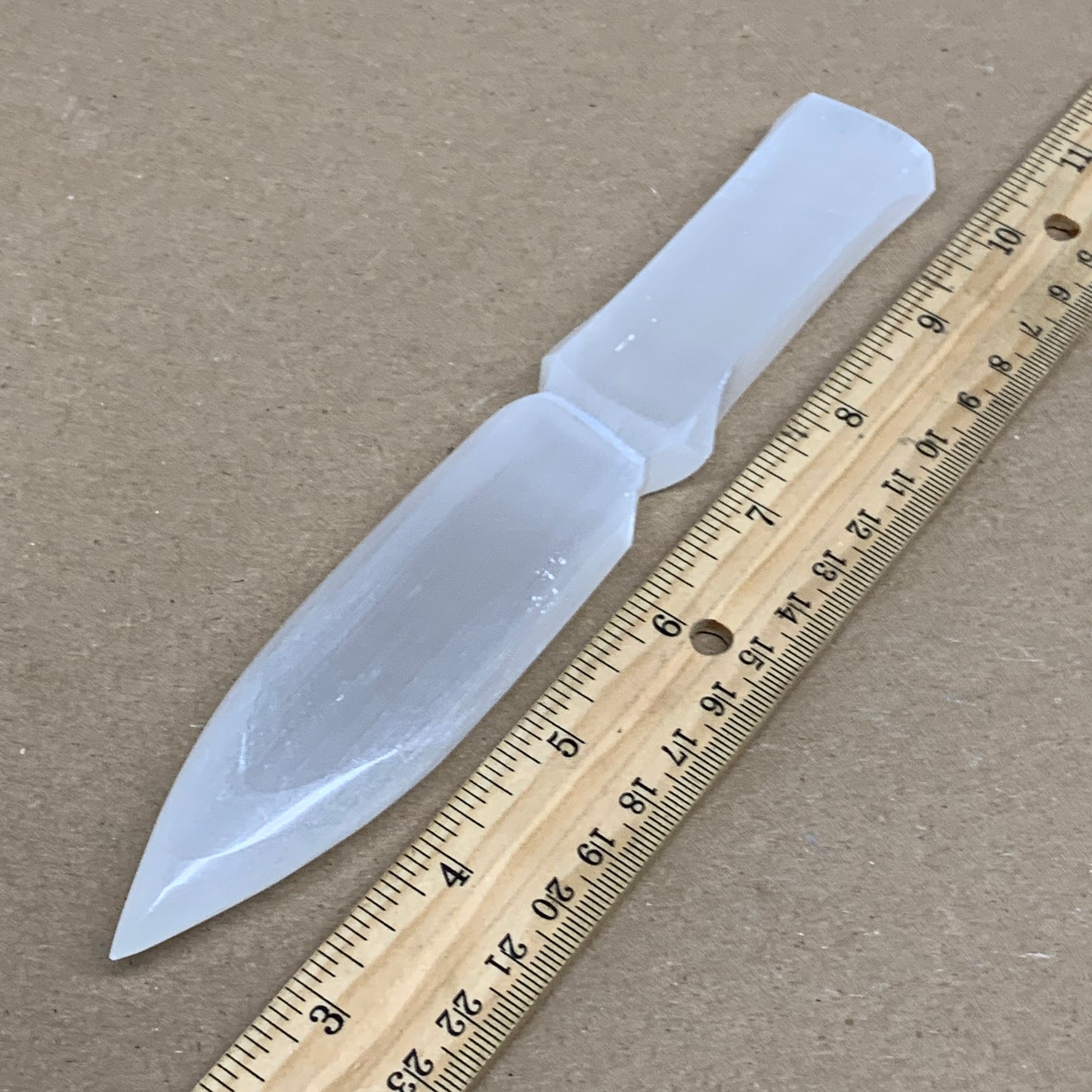 130g, 7.5"x1.2"x0.6", Natural Selenite Crystal Dagger (Satin Spar), B36324