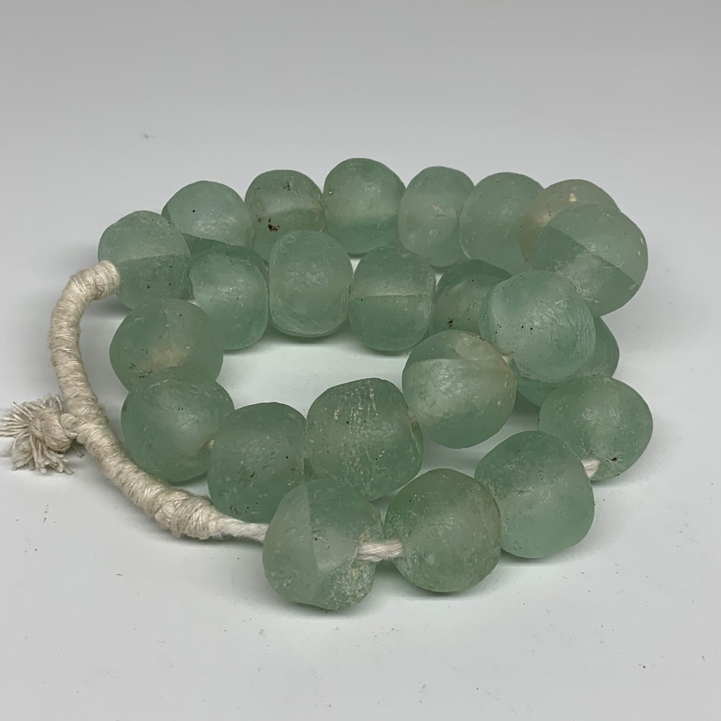 2.1 lbs, 25mm-30mm, 1 Strand, 23 beads, Blue Sea Glass Beads, B35694