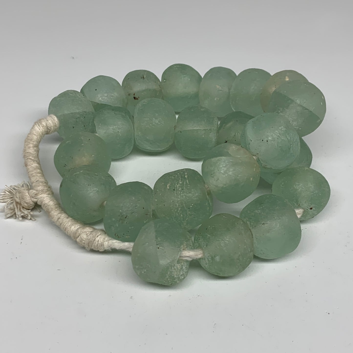 2.1 lbs, 25mm-30mm, 1 Strand, 23 beads, Blue Sea Glass Beads, B35694