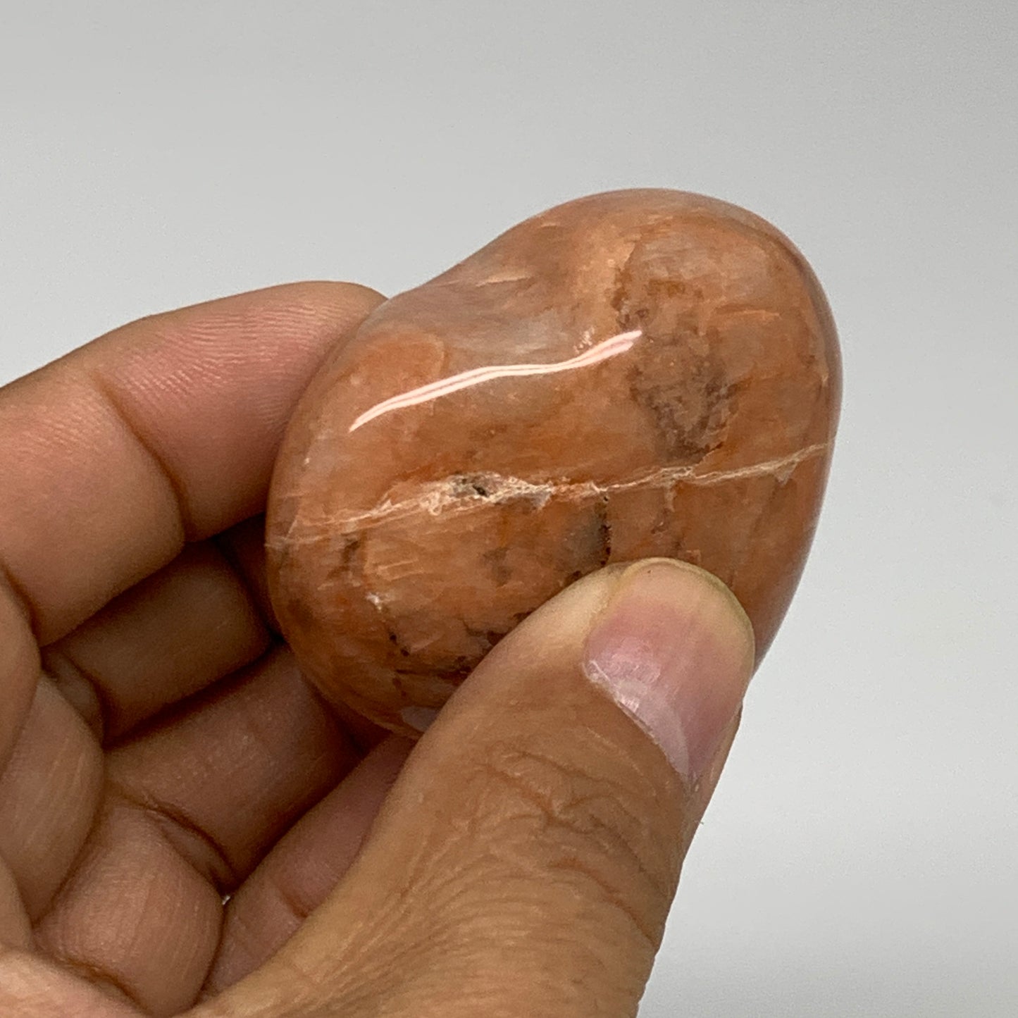 80.2g, 1.9"x2"x1", Peach Moonstone Heart Crystal Polished, B34990