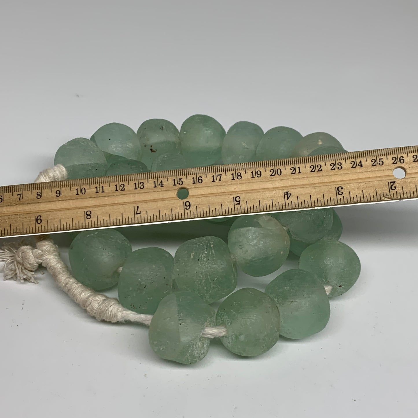 2.1 lbs, 25mm-30mm, 1 Strand, 23 beads, Blue Sea Glass Beads, B35694