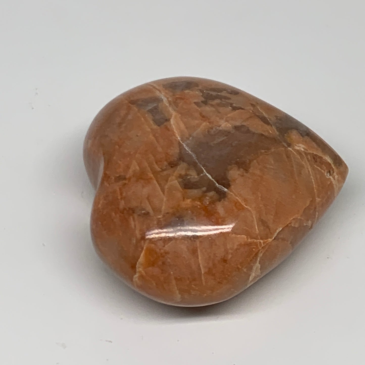 80.2g, 1.9"x2"x1", Peach Moonstone Heart Crystal Polished, B34990