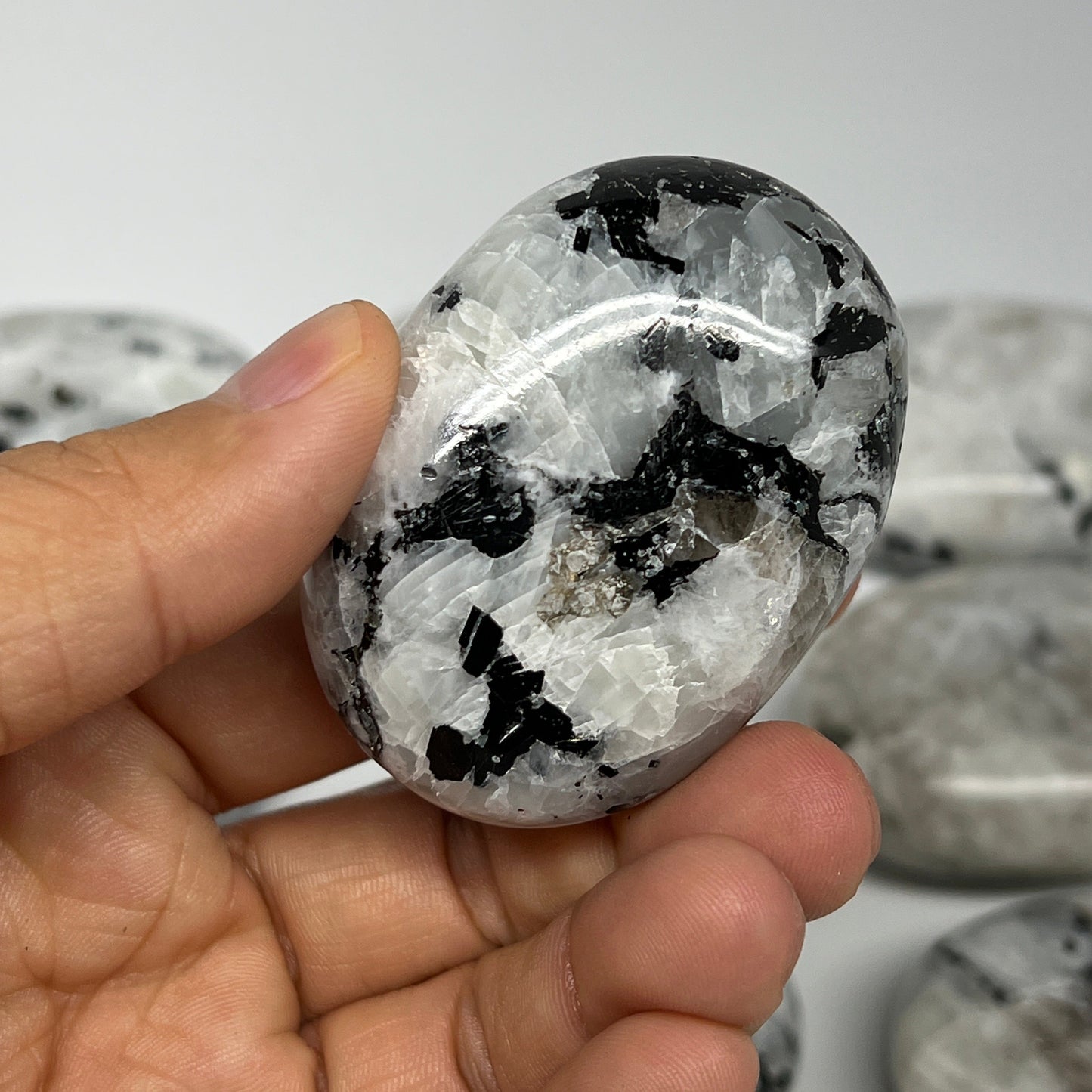 2.2 lb, 1.9"-2.4", 13 pcs, Rainbow Moonstone Palm-Stone Polished Crystal,B21351