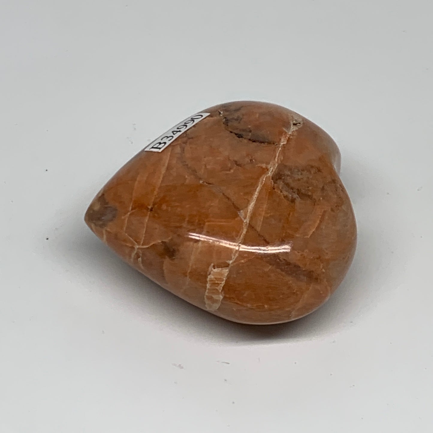 80.2g, 1.9"x2"x1", Peach Moonstone Heart Crystal Polished, B34990