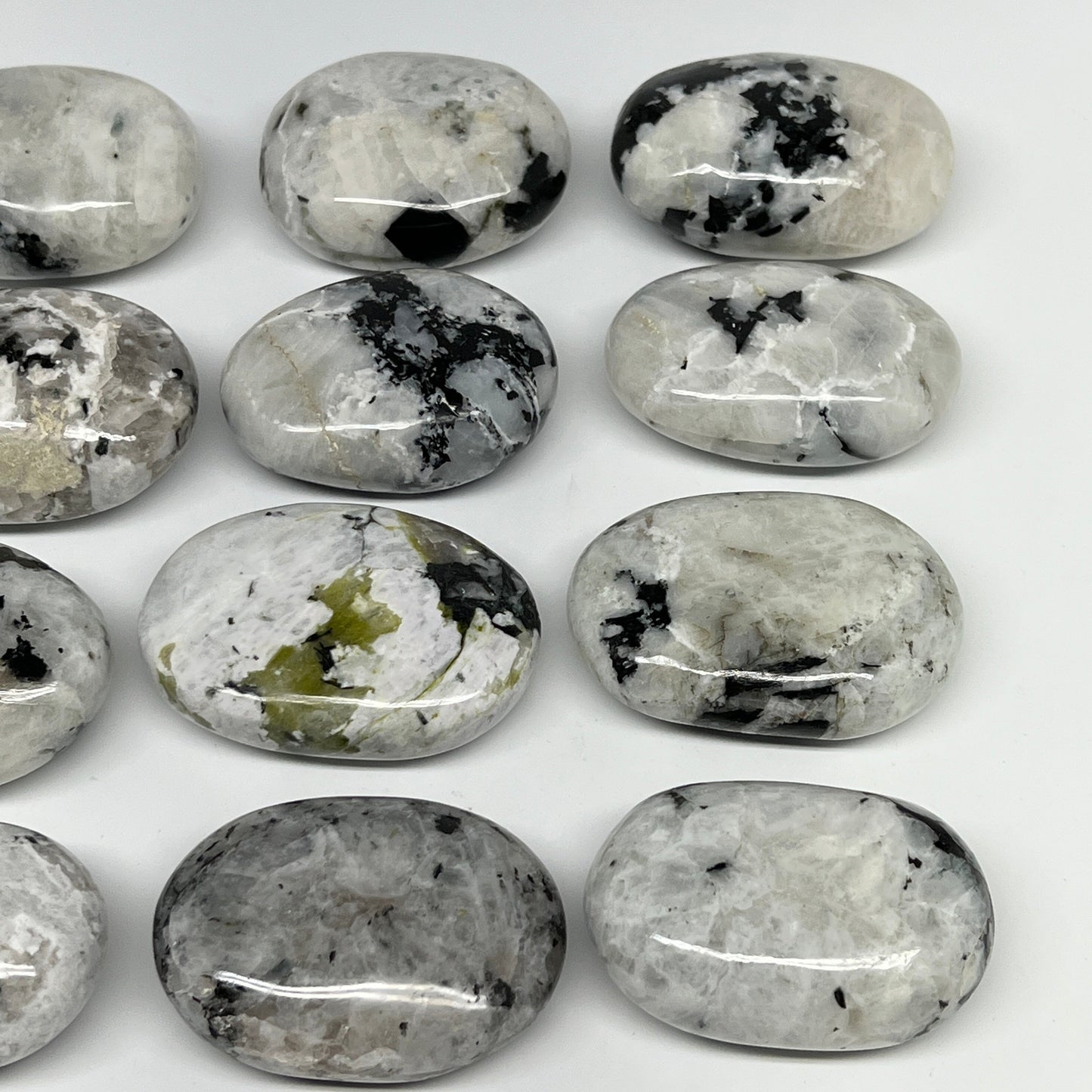 2.2 lb, 2"-2.4", 12 pcs, Rainbow Moonstone Palm-Stone Polished Crystal, B21352