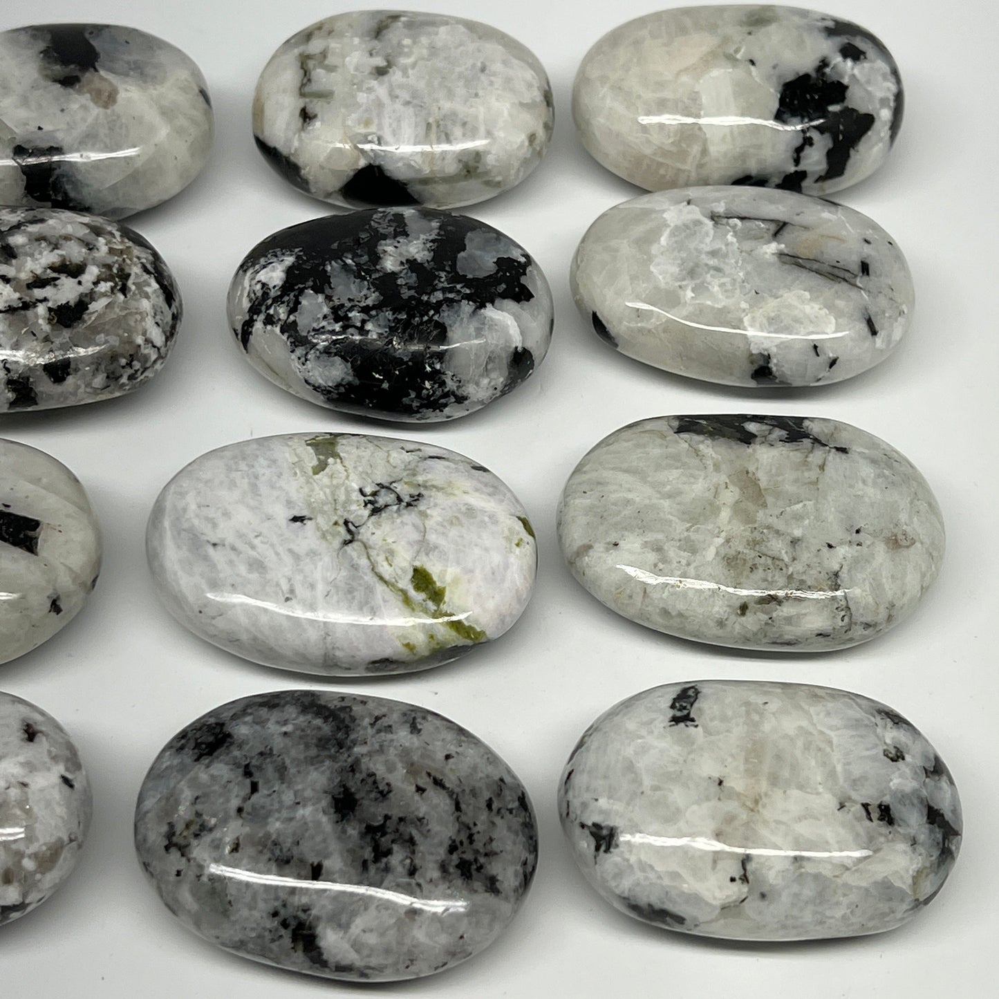2.2 lb, 2"-2.4", 12 pcs, Rainbow Moonstone Palm-Stone Polished Crystal, B21352