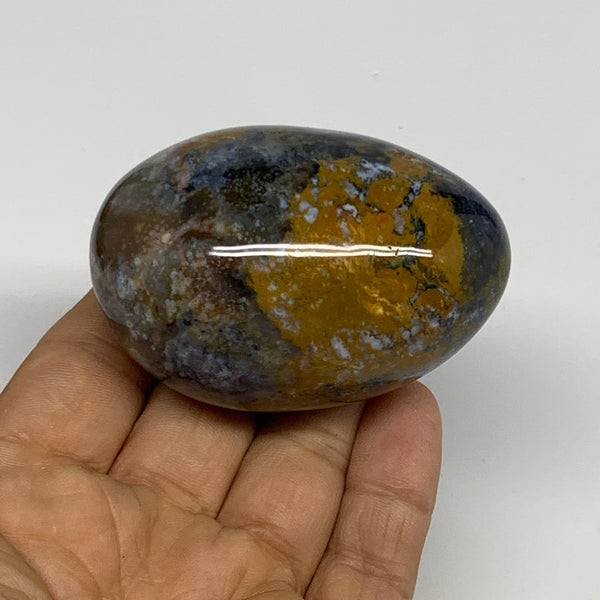 155.8g, 2.5"x1.8"x1.5" Natural Ocean Jasper Palm-Stone Orbicular Jasper, B30742