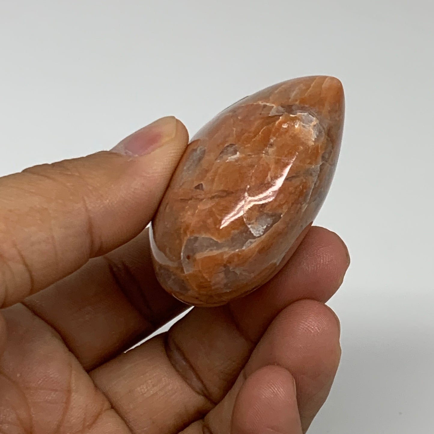 73.5g, 1.9"x2"x1", Peach Moonstone Heart Crystal Polished, B34991