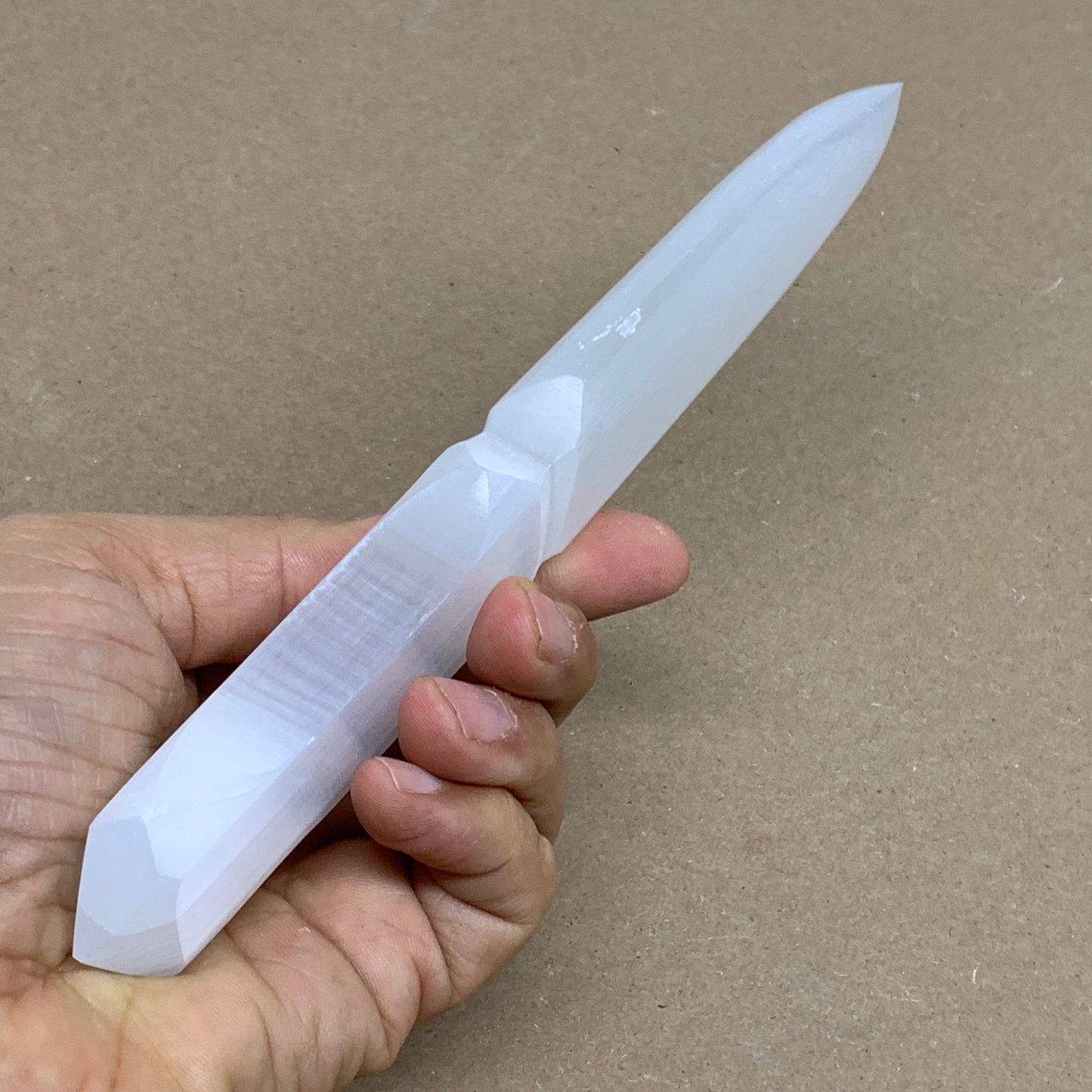 145g, 7.5"x1.3"x0.6", Natural Selenite Crystal Dagger (Satin Spar), B36326