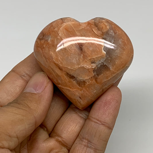 79.7g, 1.9"x2.1"x1", Peach Moonstone Heart Crystal Polished, B34992