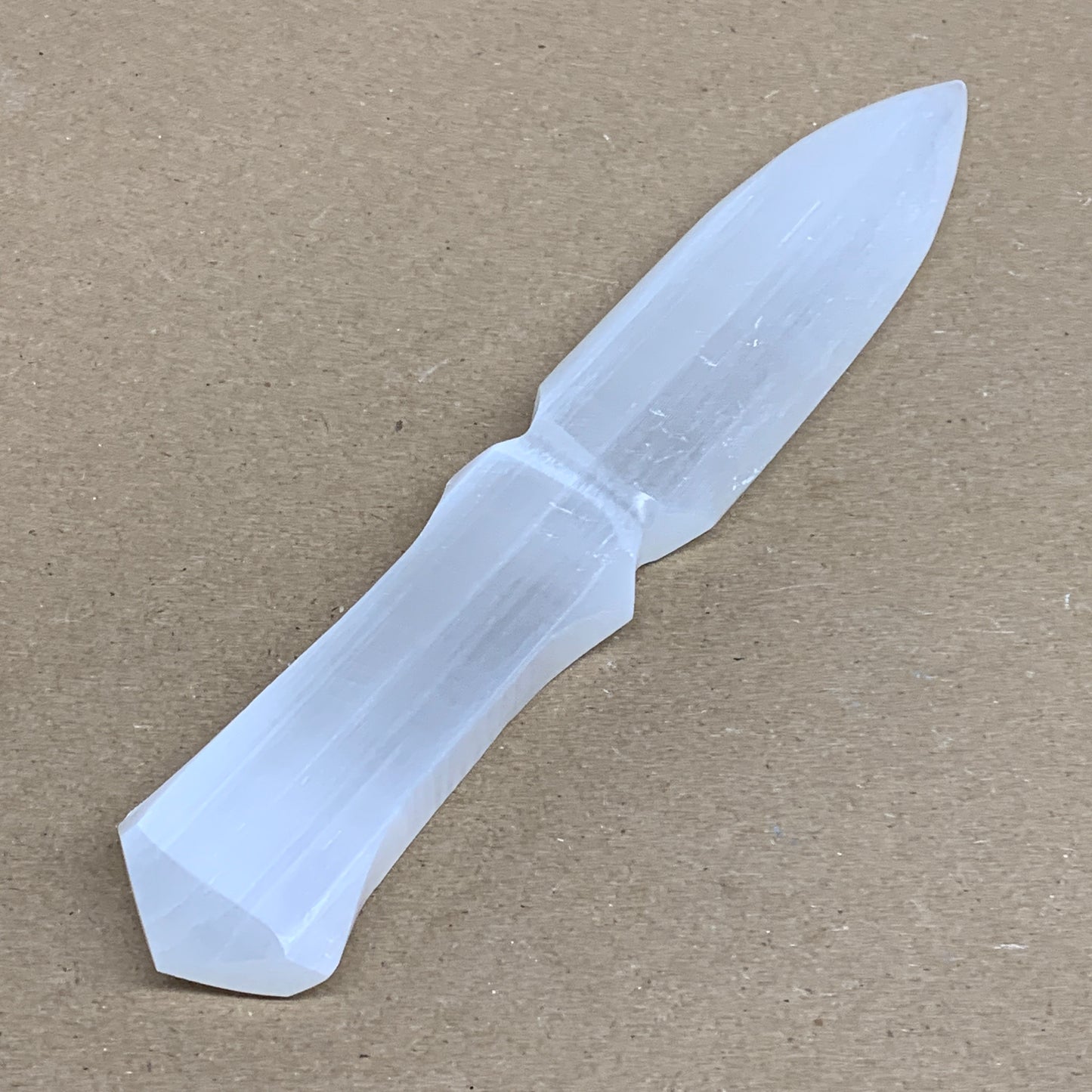 145g, 7.5"x1.3"x0.6", Natural Selenite Crystal Dagger (Satin Spar), B36326