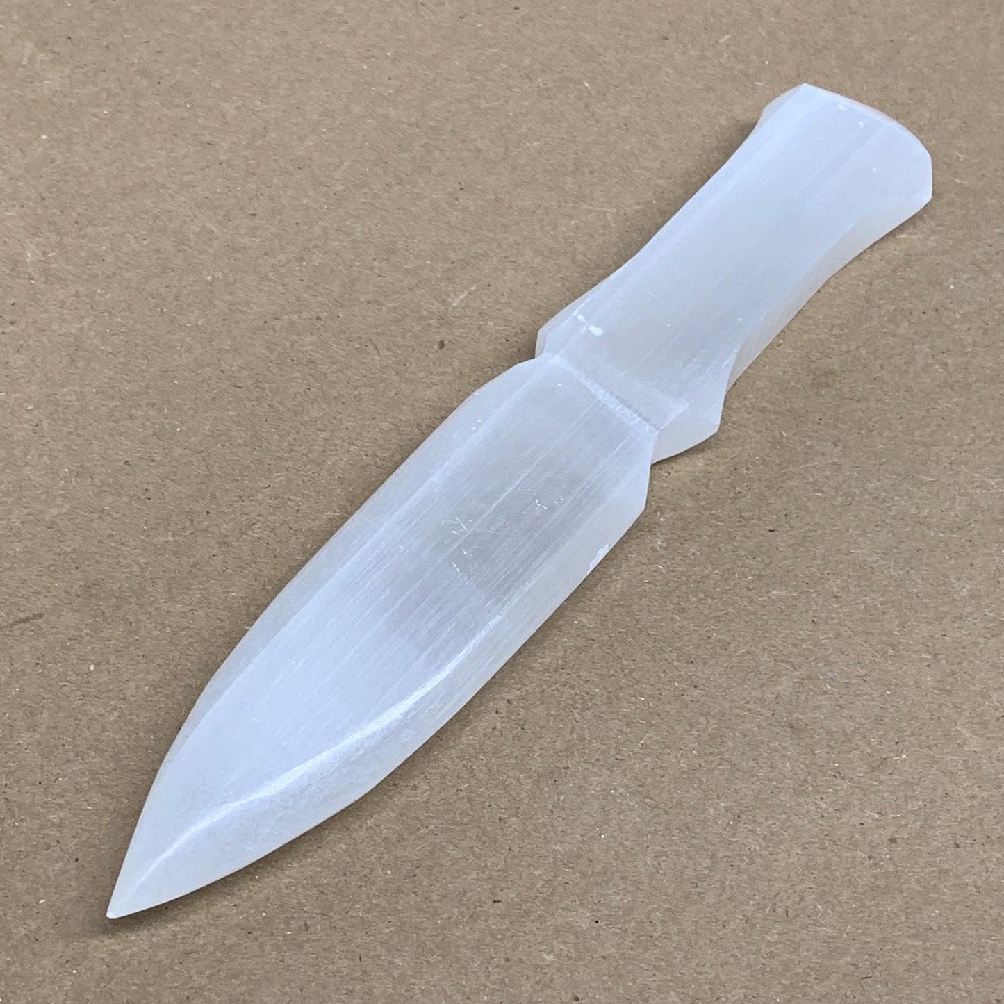 145g, 7.5"x1.3"x0.6", Natural Selenite Crystal Dagger (Satin Spar), B36326