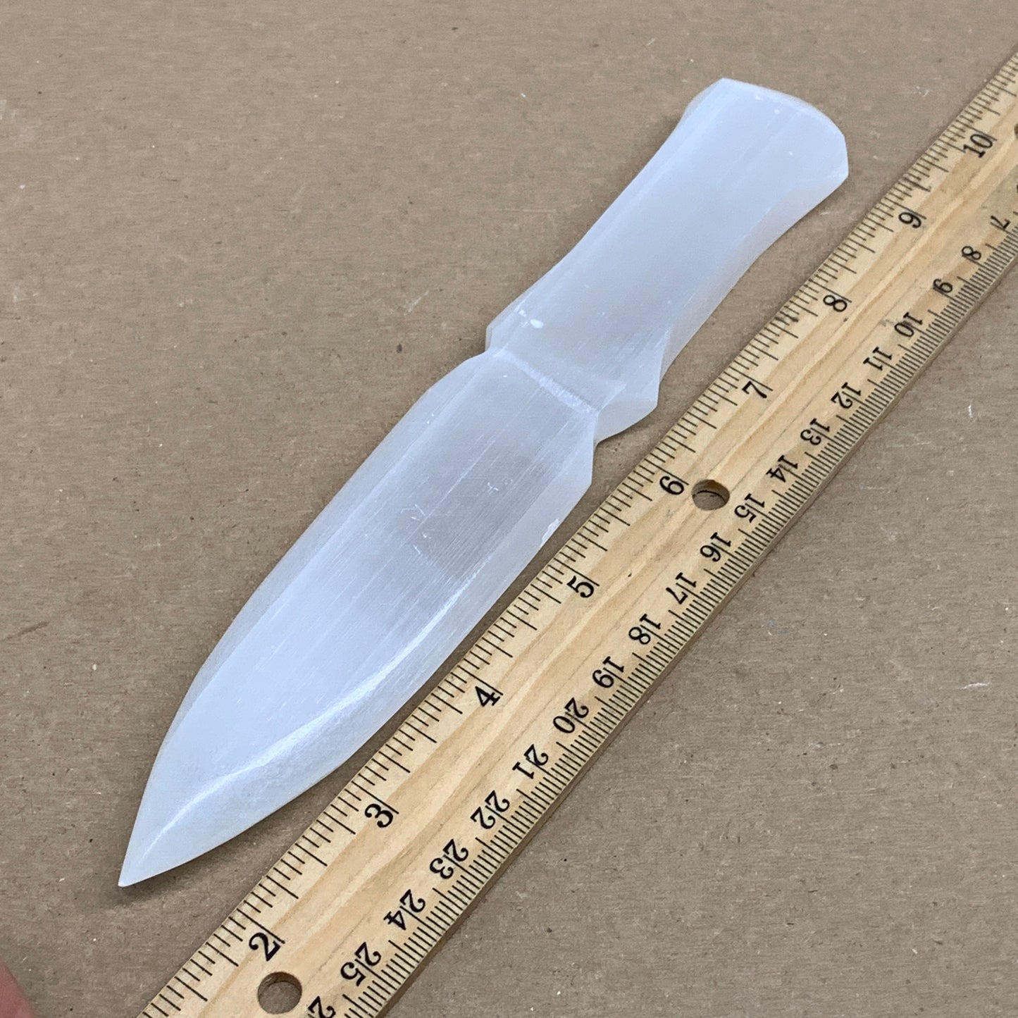 145g, 7.5"x1.3"x0.6", Natural Selenite Crystal Dagger (Satin Spar), B36326