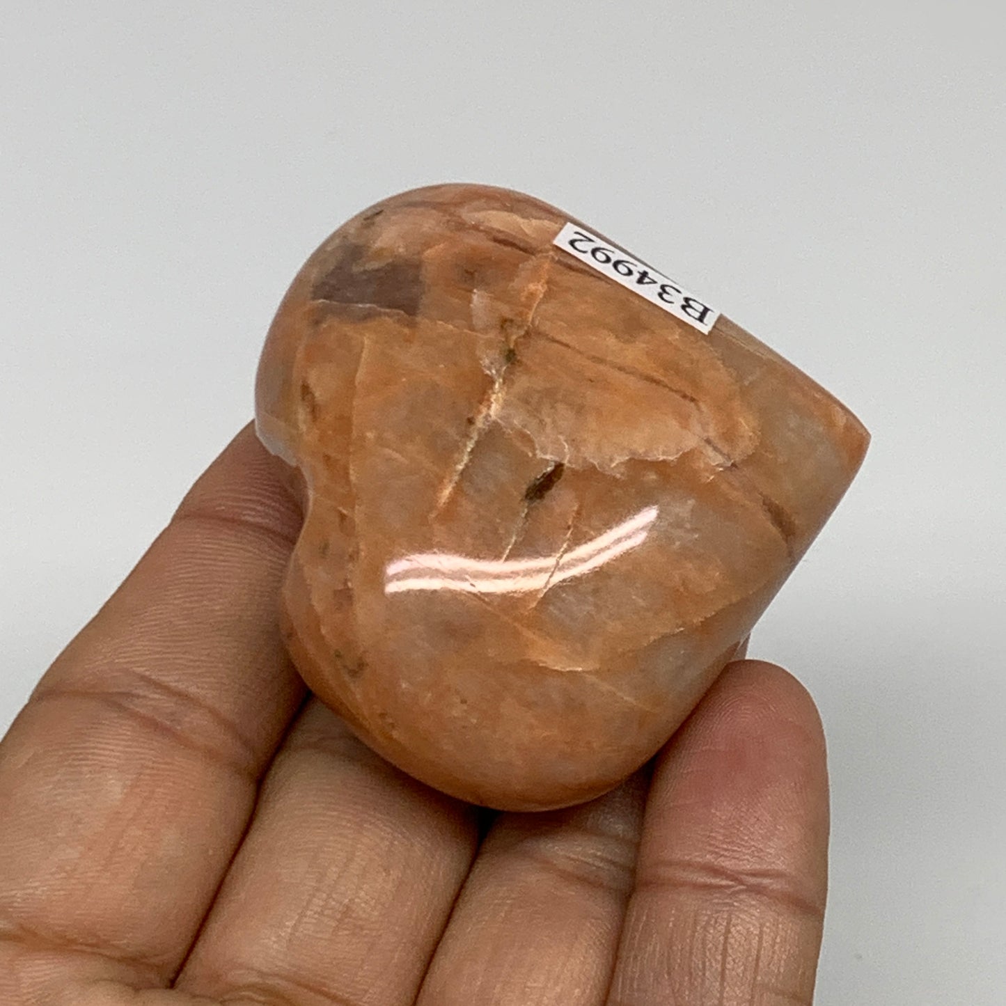 79.7g, 1.9"x2.1"x1", Peach Moonstone Heart Crystal Polished, B34992