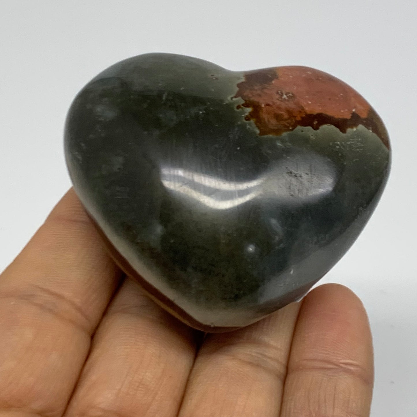 0.22 lbs, 2"x2.2"x1.1", Polychrome Jasper Heart Polished Crystal, B38045