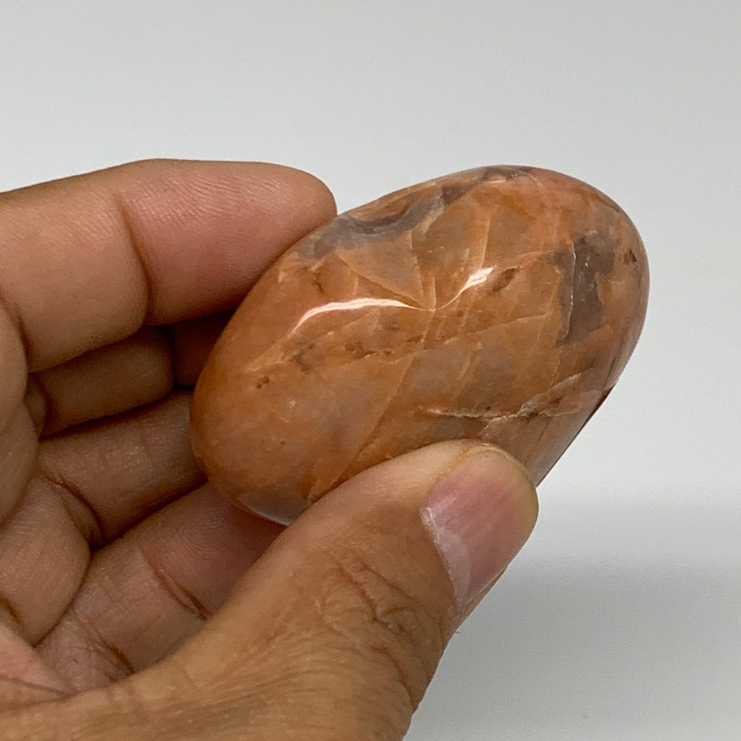 79.7g, 1.9"x2.1"x1", Peach Moonstone Heart Crystal Polished, B34992