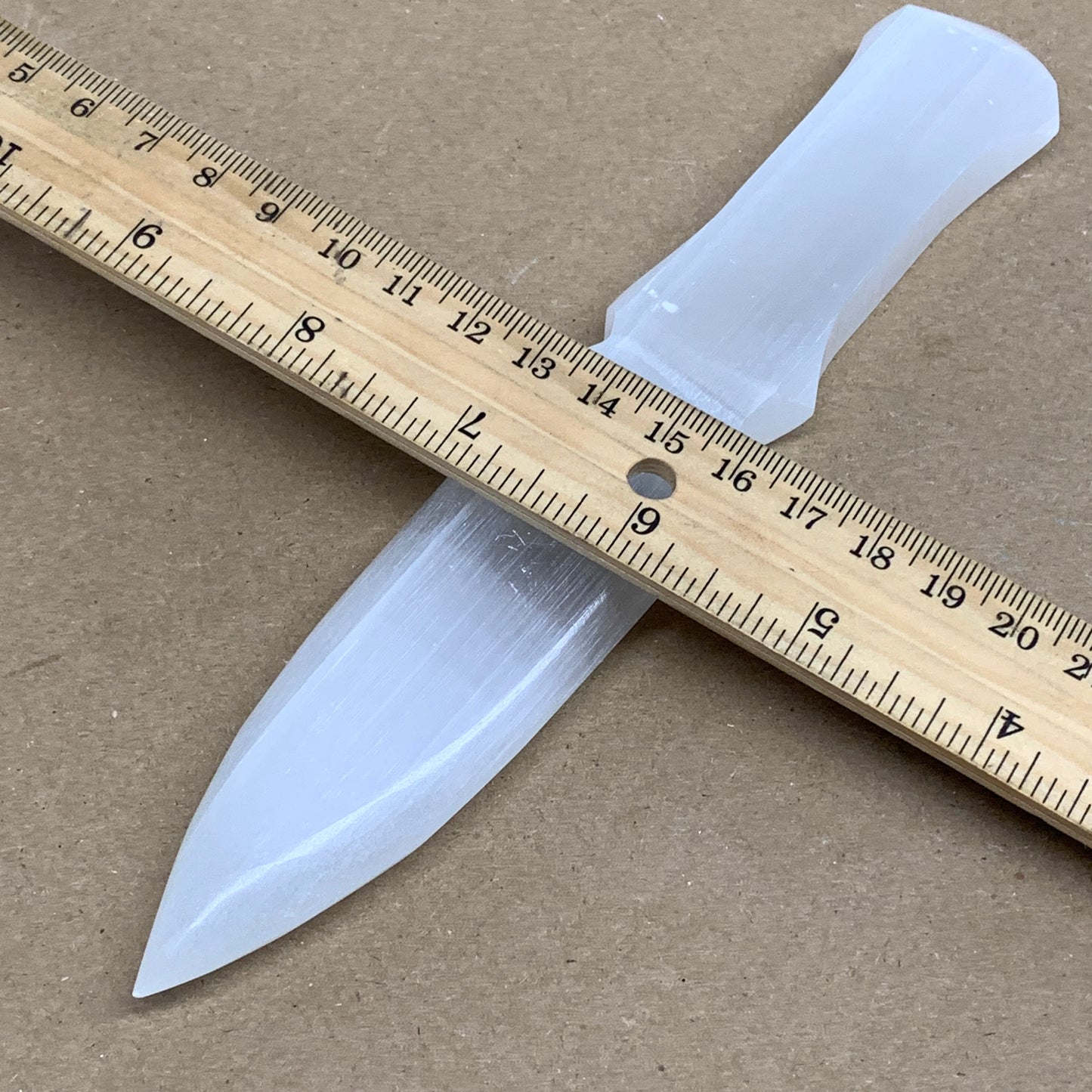 145g, 7.5"x1.3"x0.6", Natural Selenite Crystal Dagger (Satin Spar), B36326