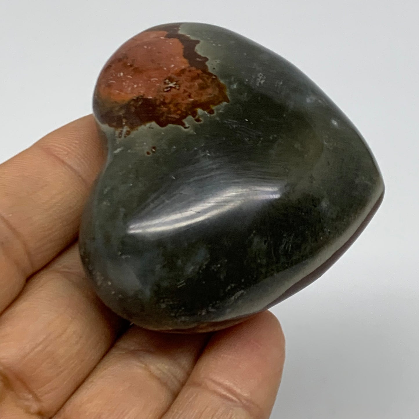 0.22 lbs, 2"x2.2"x1.1", Polychrome Jasper Heart Polished Crystal, B38045