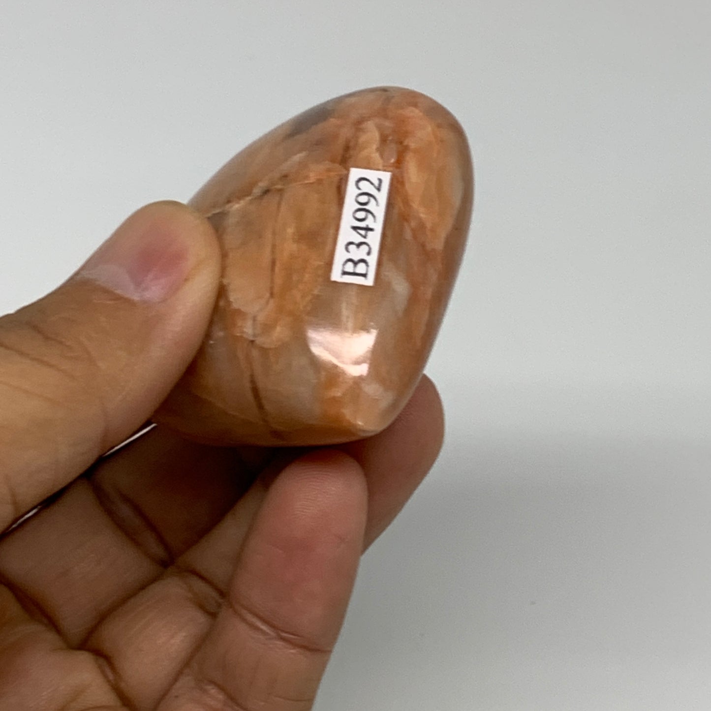 79.7g, 1.9"x2.1"x1", Peach Moonstone Heart Crystal Polished, B34992