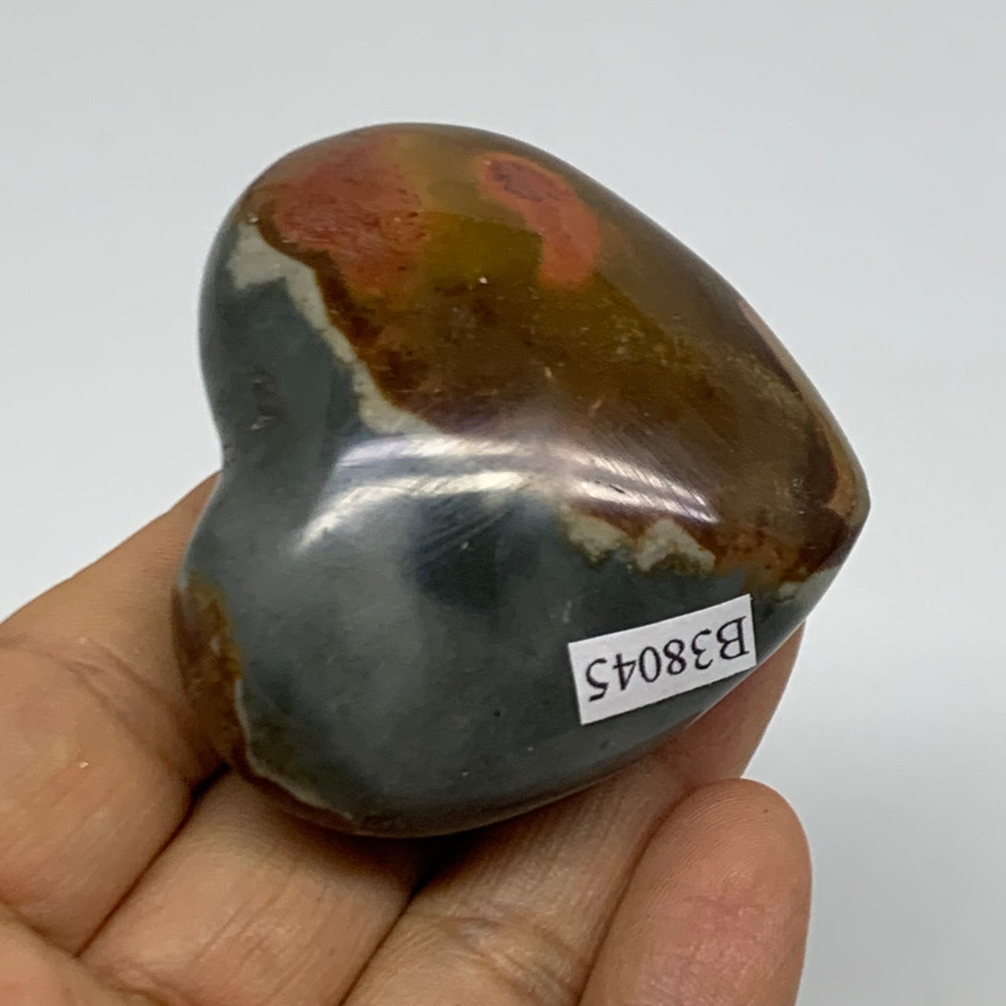 0.22 lbs, 2"x2.2"x1.1", Polychrome Jasper Heart Polished Crystal, B38045