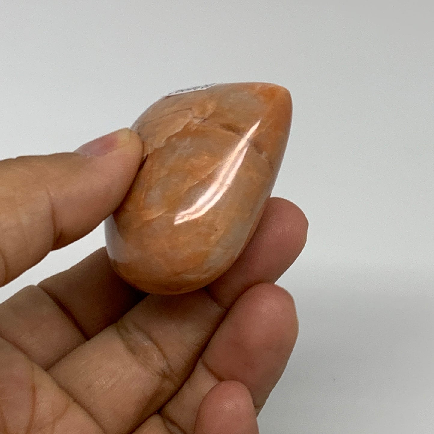 79.7g, 1.9"x2.1"x1", Peach Moonstone Heart Crystal Polished, B34992