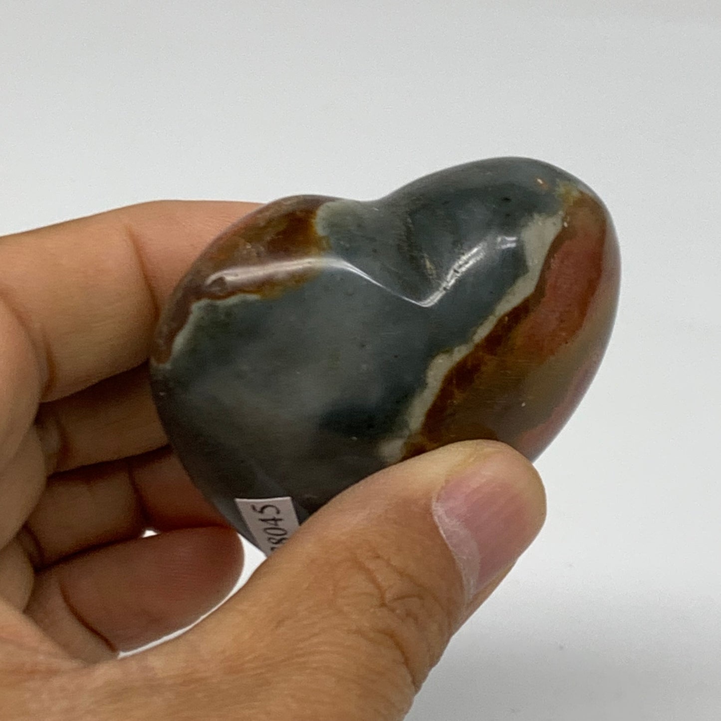 0.22 lbs, 2"x2.2"x1.1", Polychrome Jasper Heart Polished Crystal, B38045