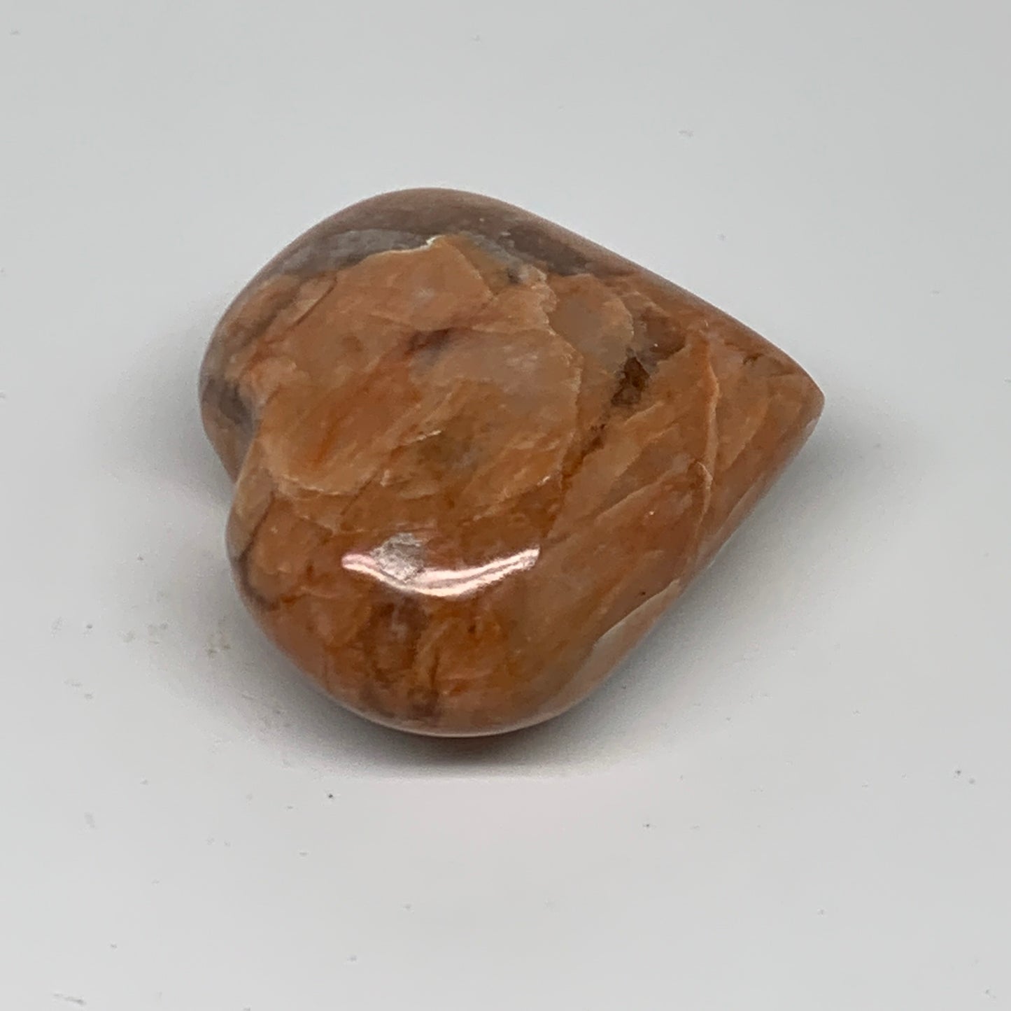 79.7g, 1.9"x2.1"x1", Peach Moonstone Heart Crystal Polished, B34992