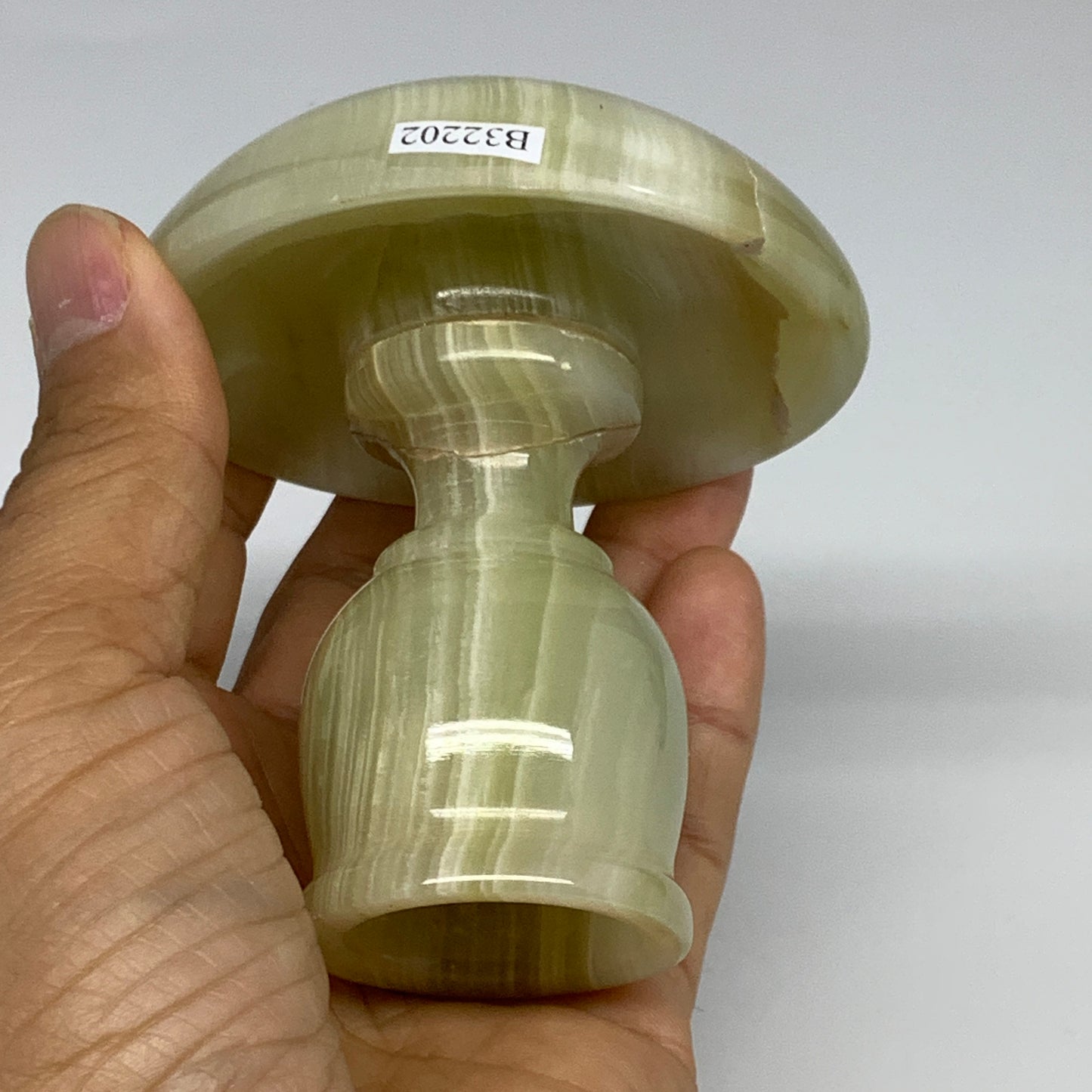 270g, 3.2"x1.5"x3", Natural Green Onyx Candle Holder Gemstone Hand Carved, B3220