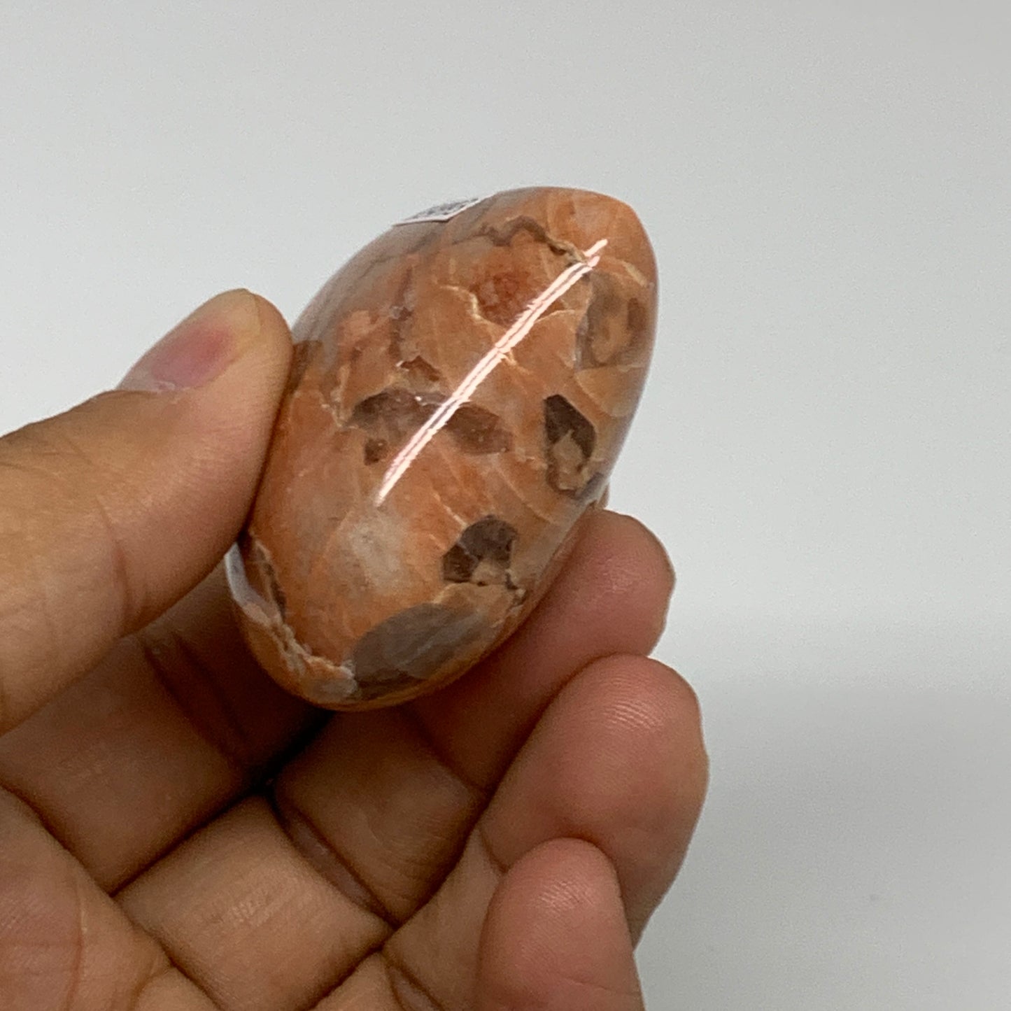 75.9g, 1.9"x2"x1", Peach Moonstone Heart Crystal Polished, B34993