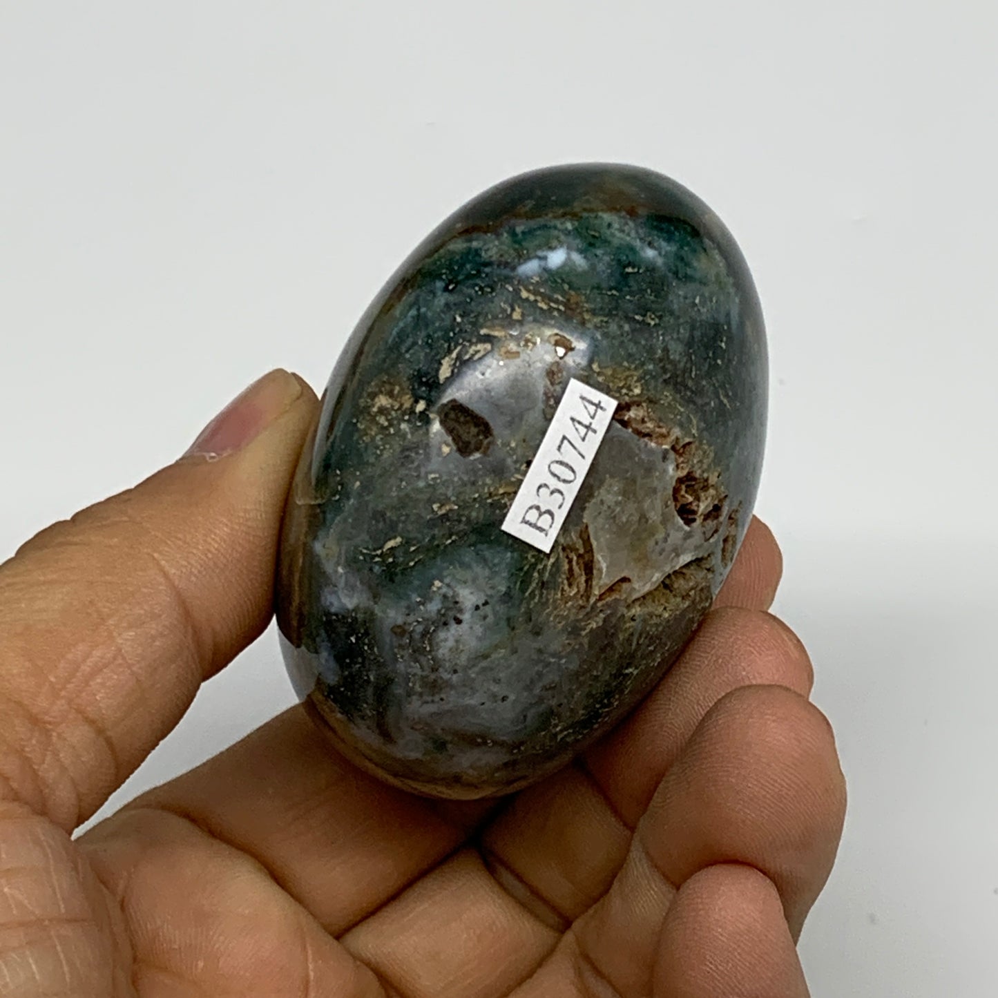 158.1g, 2.3"x2"x1.5" Natural Ocean Jasper Palm-Stone Orbicular Jasper, B30744