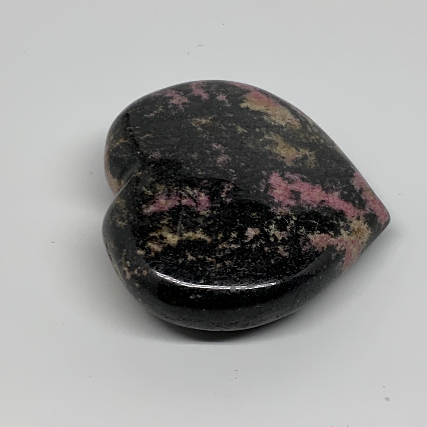 0.62 lbs, 2.8"x3.2"x0.9", Natural Rhodonite Heart Polished Crystal, B37206