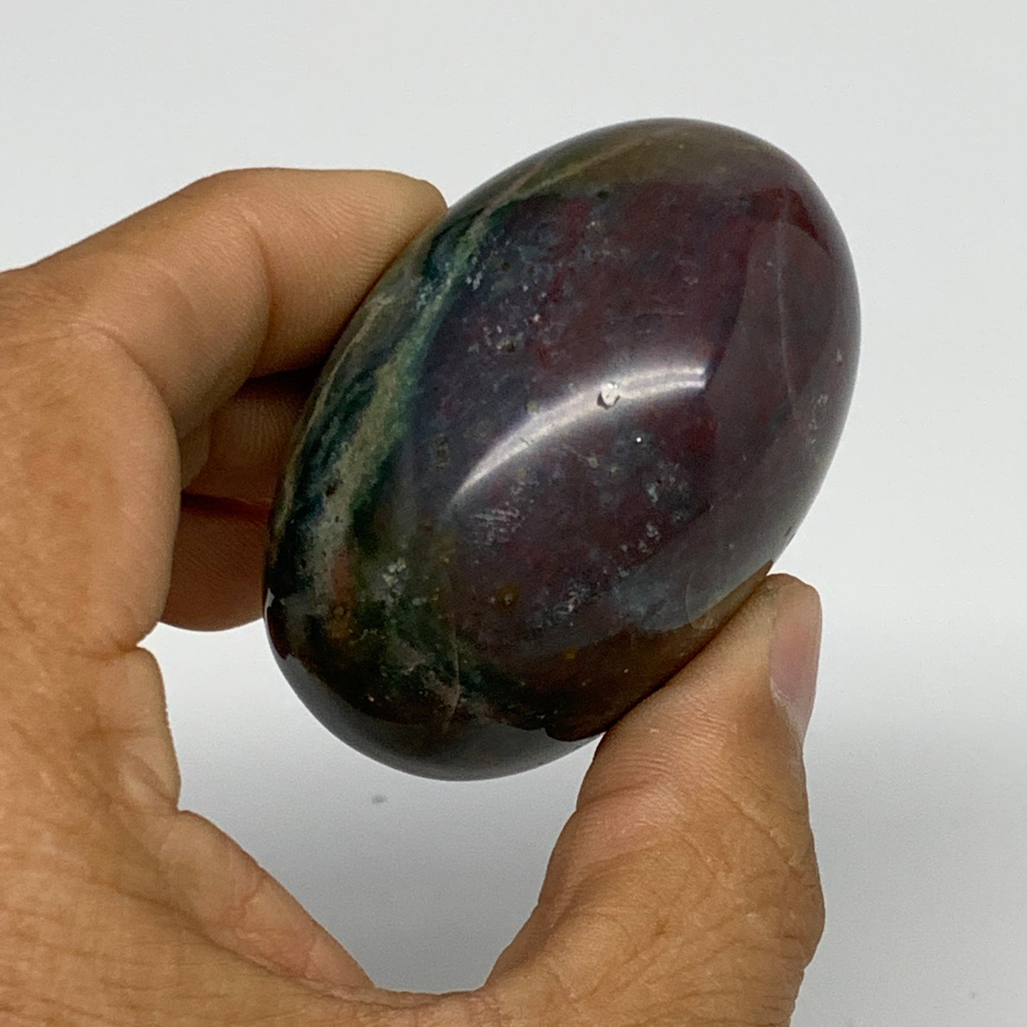 158.1g, 2.3"x2"x1.5" Natural Ocean Jasper Palm-Stone Orbicular Jasper, B30744