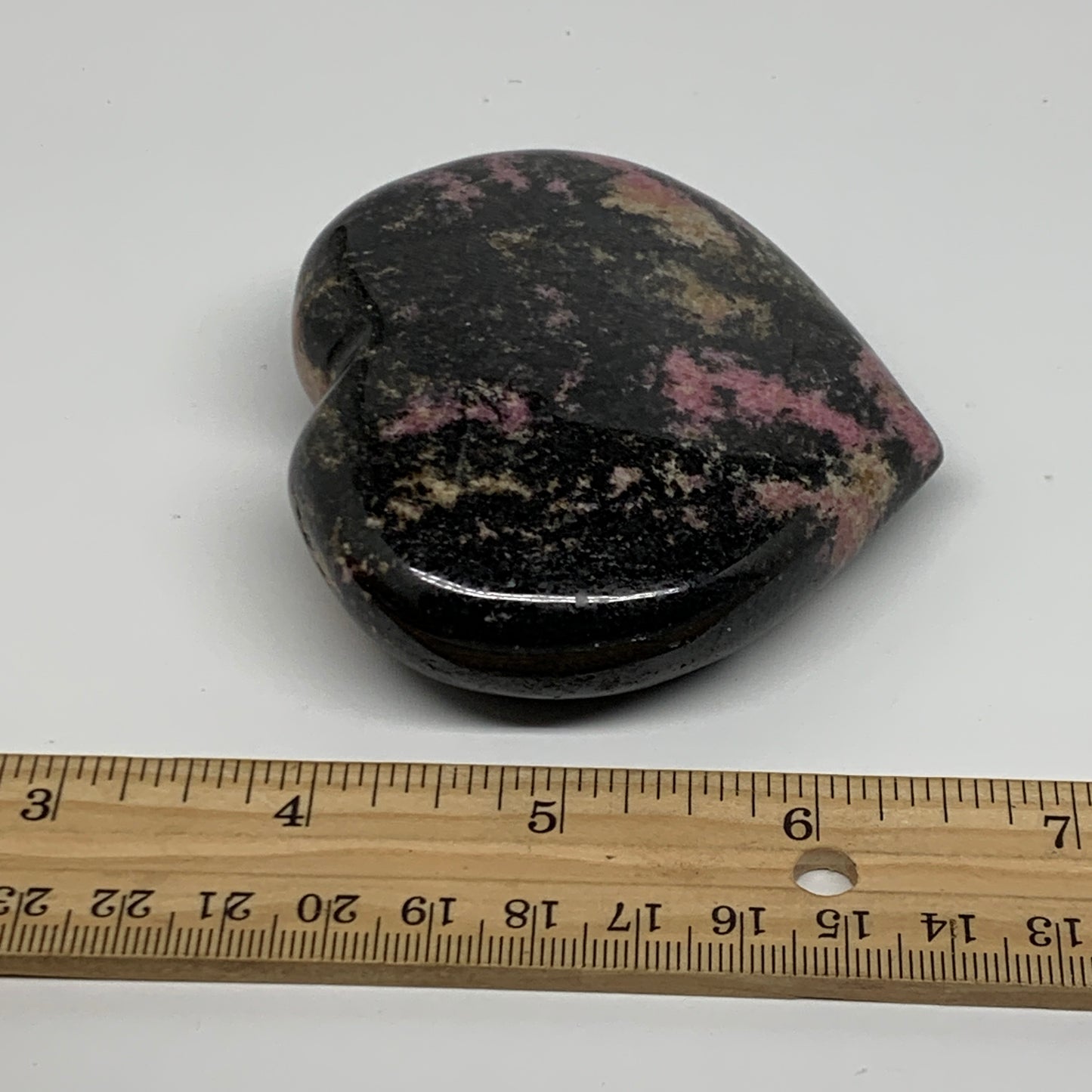0.62 lbs, 2.8"x3.2"x0.9", Natural Rhodonite Heart Polished Crystal, B37206