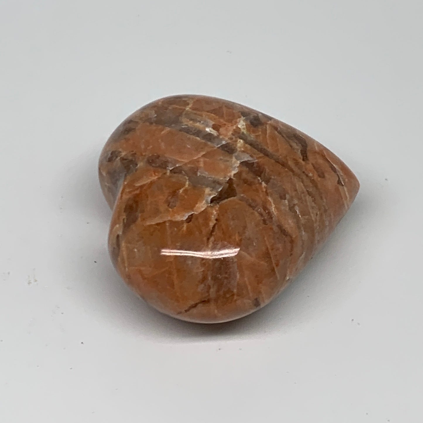 75.9g, 1.9"x2"x1", Peach Moonstone Heart Crystal Polished, B34993