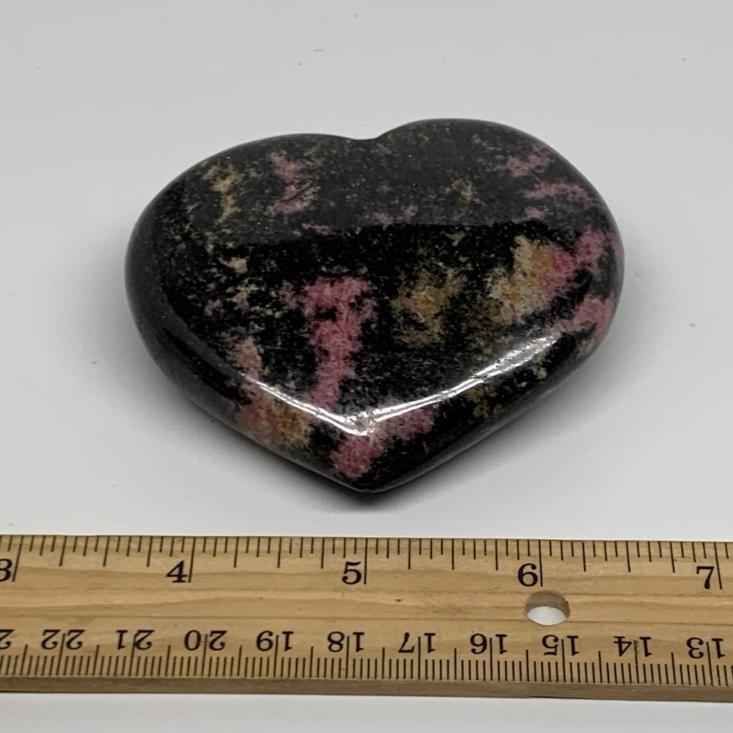0.62 lbs, 2.8"x3.2"x0.9", Natural Rhodonite Heart Polished Crystal, B37206