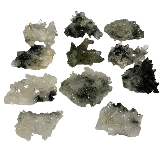 4 lbs, 2.9"-4.3", 11pcs, Chlorine Quartz Minerals Specimens @Pakistan, B27746