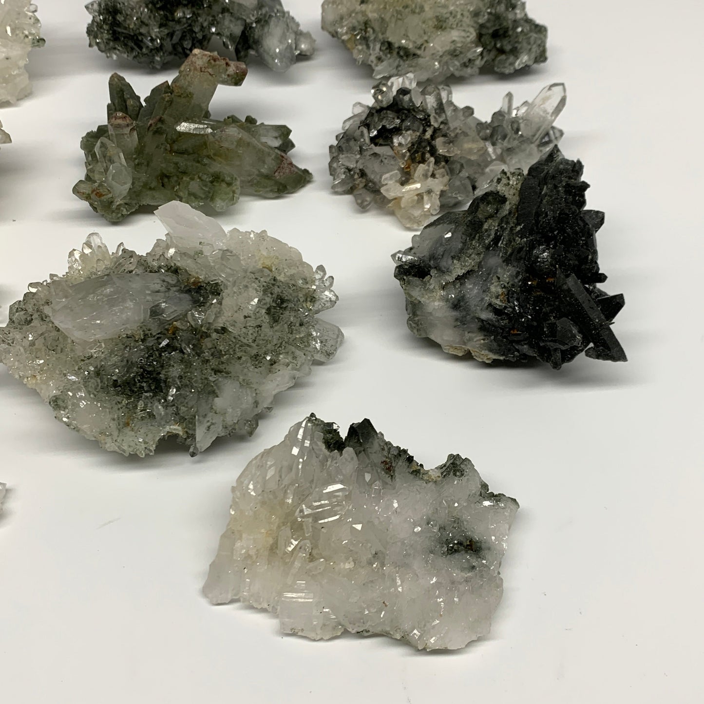 4 lbs, 2.9"-4.3", 11pcs, Chlorine Quartz Minerals Specimens @Pakistan, B27746