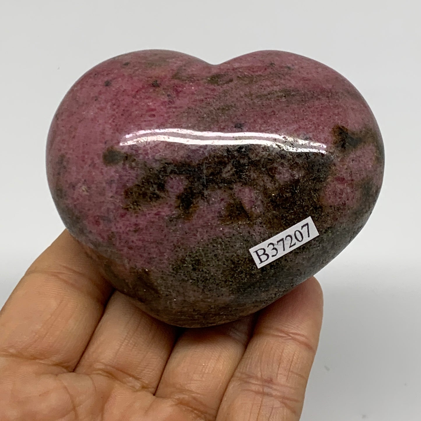 0.74 lbs, 2.4"x2.9"x1.5", Natural Rhodonite Heart Polished Crystal, B37207