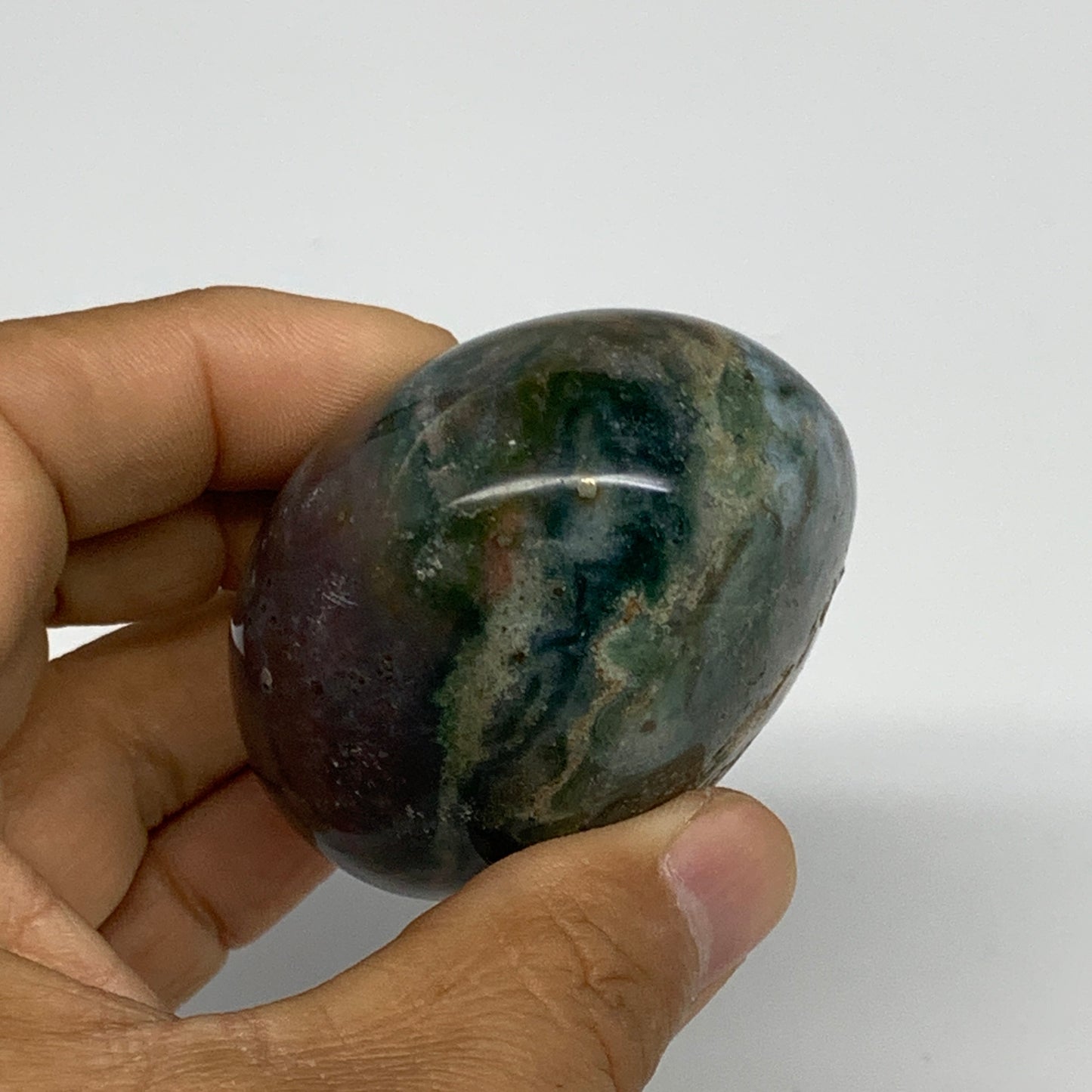 158.1g, 2.3"x2"x1.5" Natural Ocean Jasper Palm-Stone Orbicular Jasper, B30744