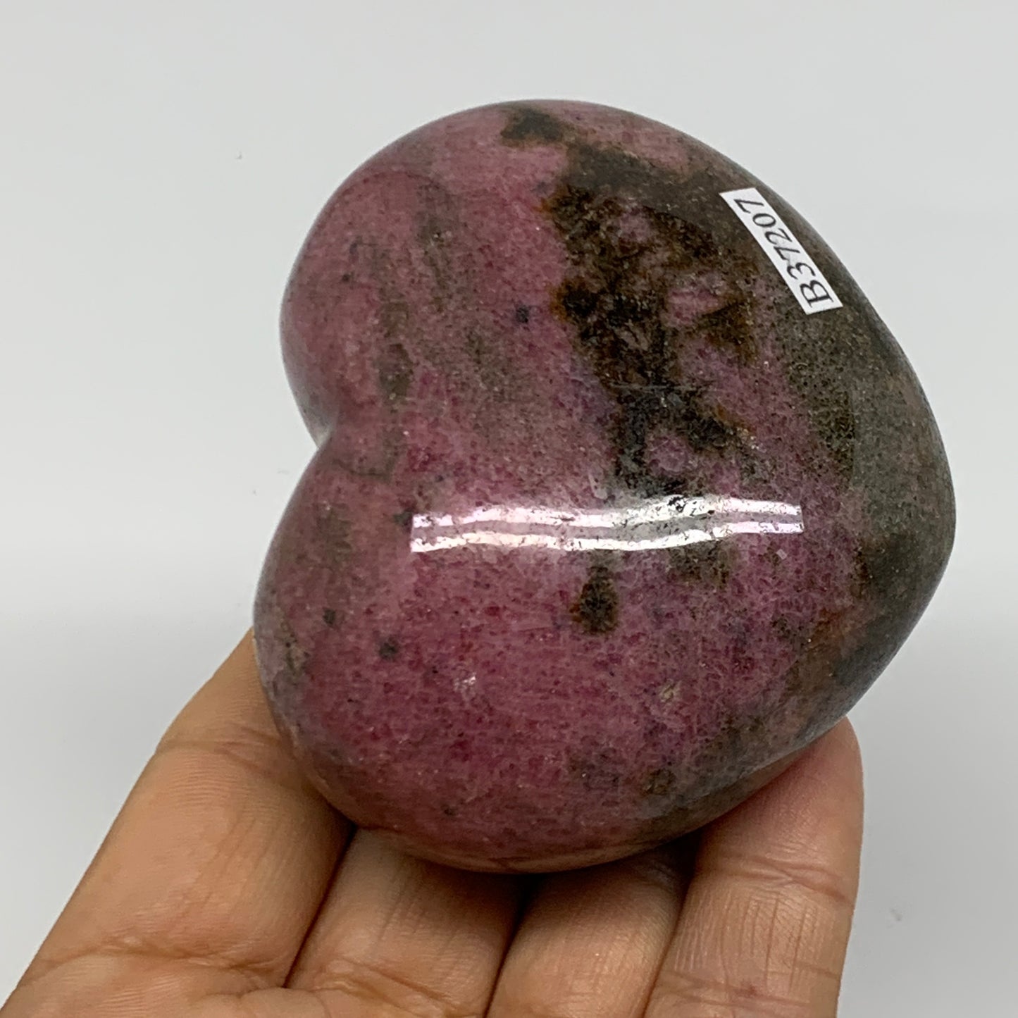 0.74 lbs, 2.4"x2.9"x1.5", Natural Rhodonite Heart Polished Crystal, B37207