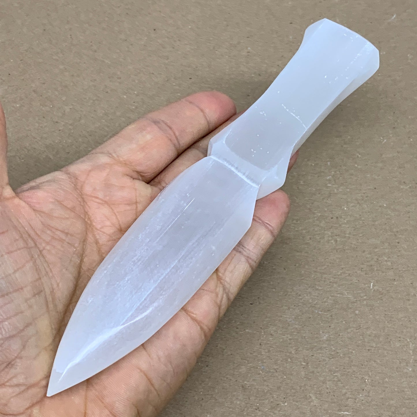 150g, 7.5"x1.2"x0.7", Natural Selenite Crystal Dagger (Satin Spar), B36328
