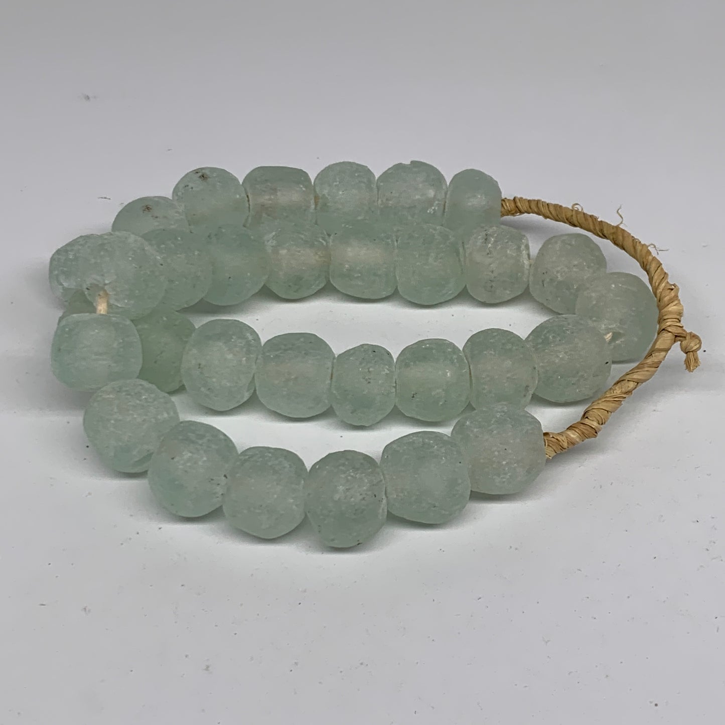 0.93 lbs, 16mm-22mm, 1 Strand, 31 beads, Green/Blue Sea Glass Beads, B35698