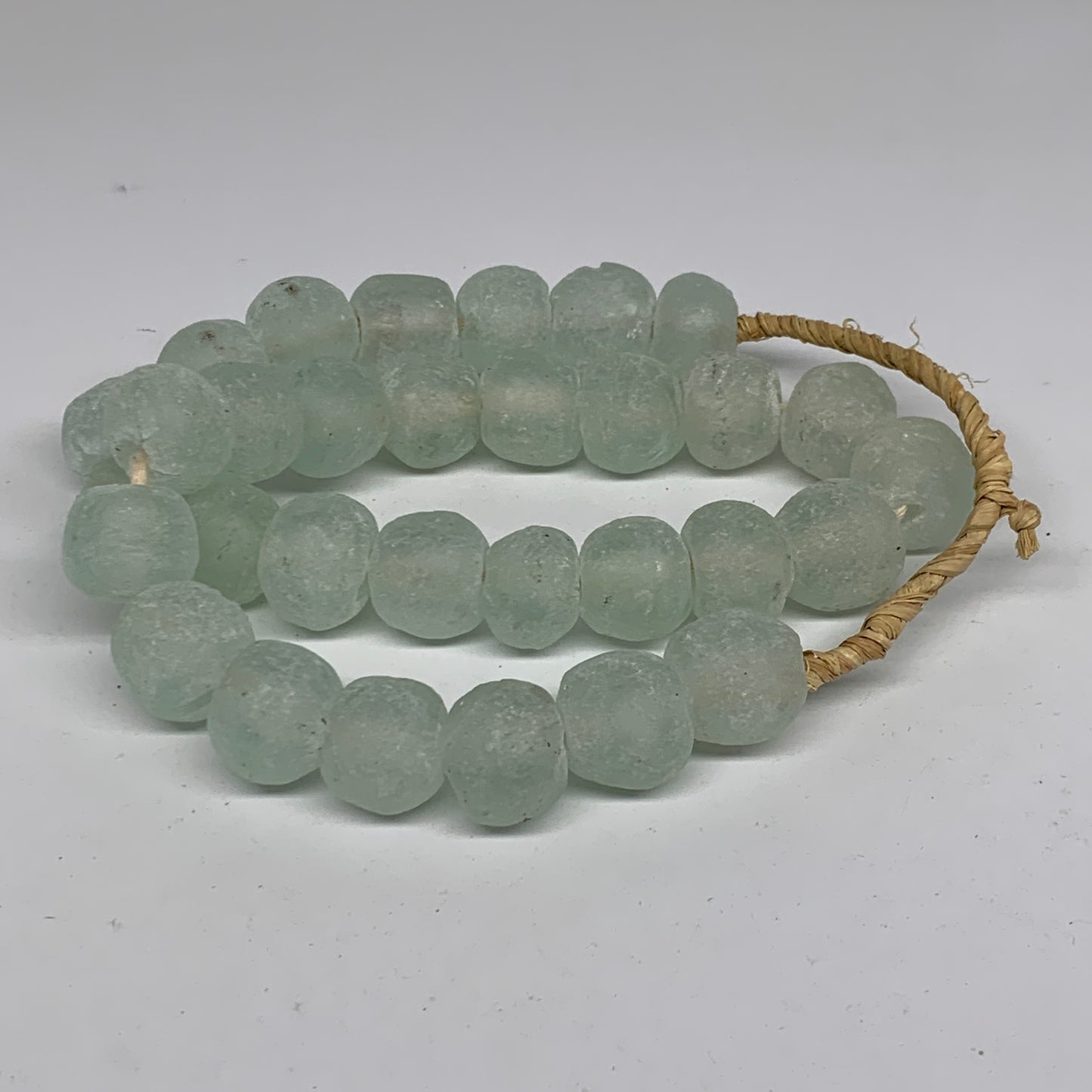 0.93 lbs, 16mm-22mm, 1 Strand, 31 beads, Green/Blue Sea Glass Beads, B35698