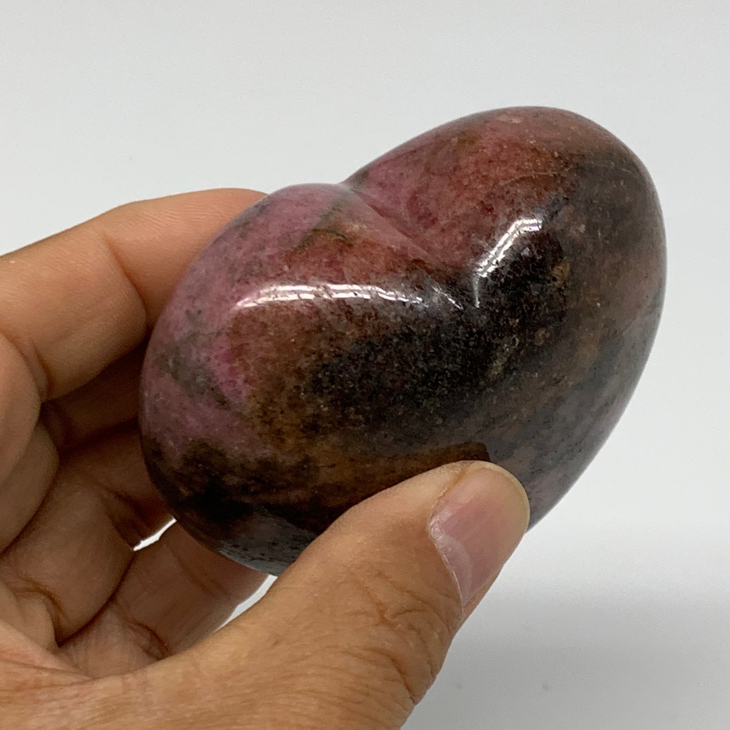 0.74 lbs, 2.4"x2.9"x1.5", Natural Rhodonite Heart Polished Crystal, B37207